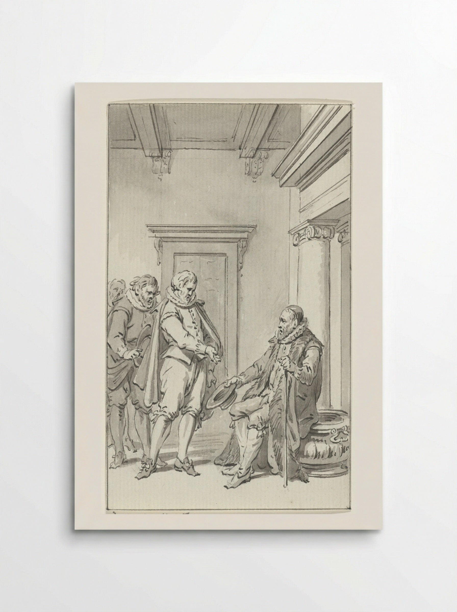 Raadsheer Teding van Berkhout waarschuwt Johan van Oldenbarnevelt voor diens gevangenneming, 28 augustus 1618 - Jacobus Buys - Poster