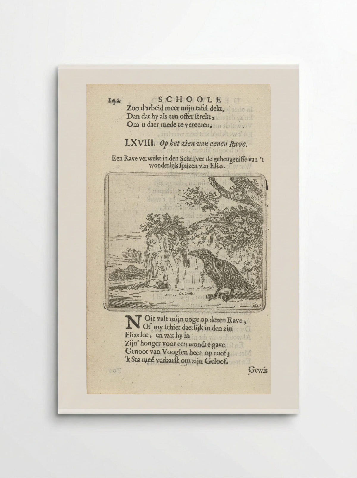 Raaf in een landschap - Arnold Houbraken - Poster
