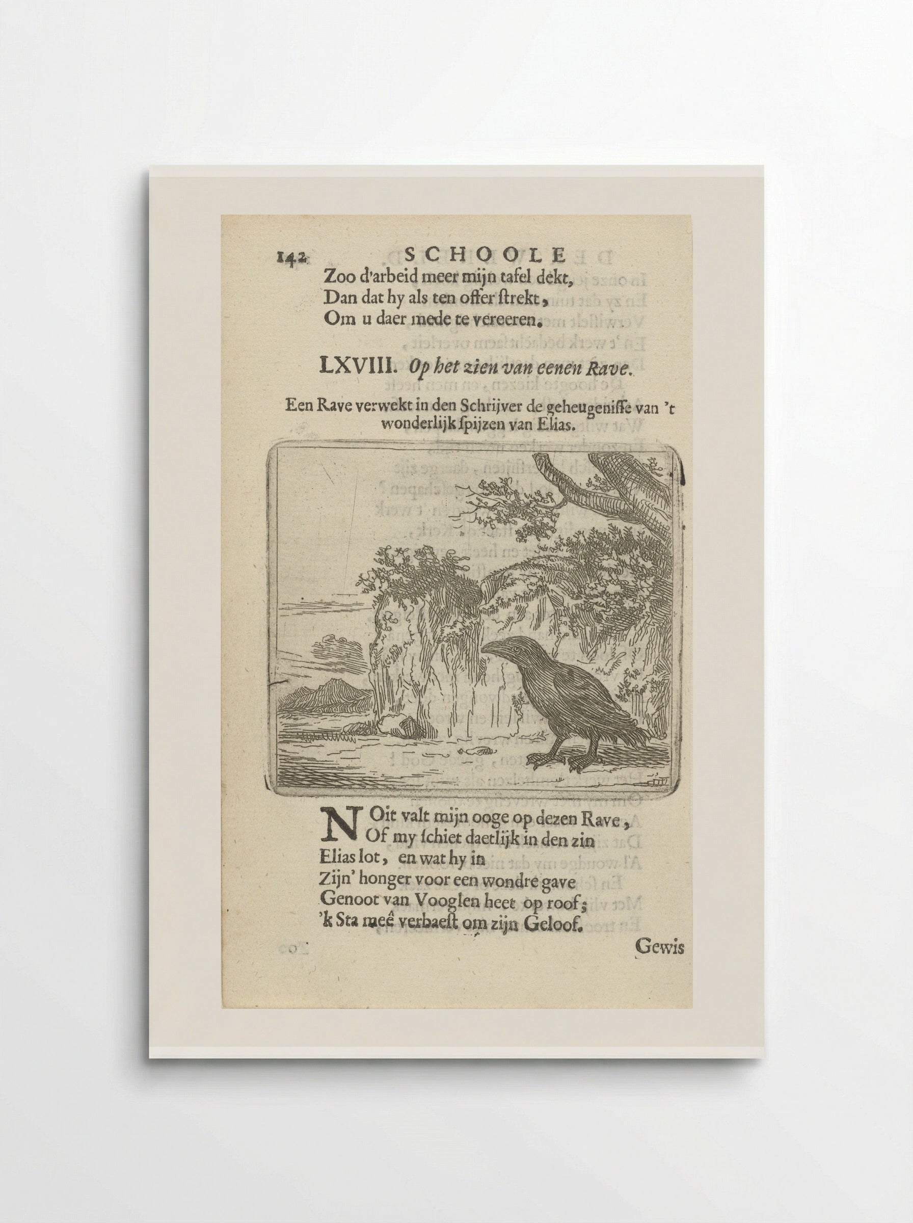 Raaf in een landschap - Arnold Houbraken - Poster