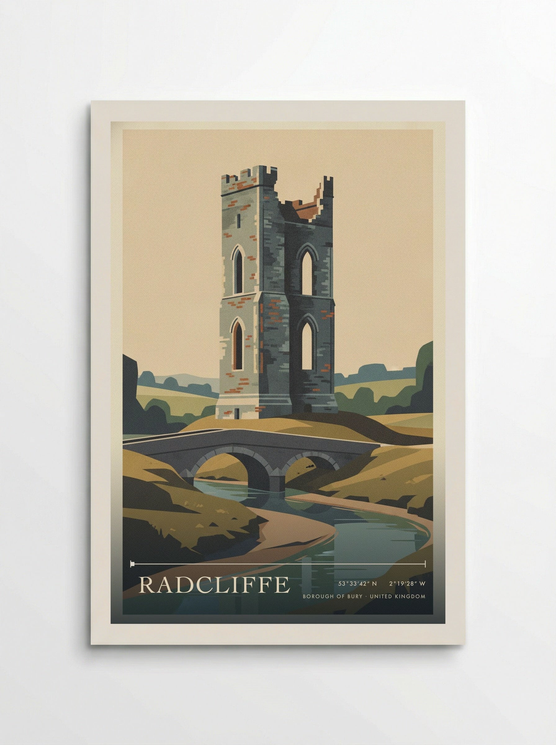 Radcliffe Borough of Bury United Kingdom Travel Poster - Poster