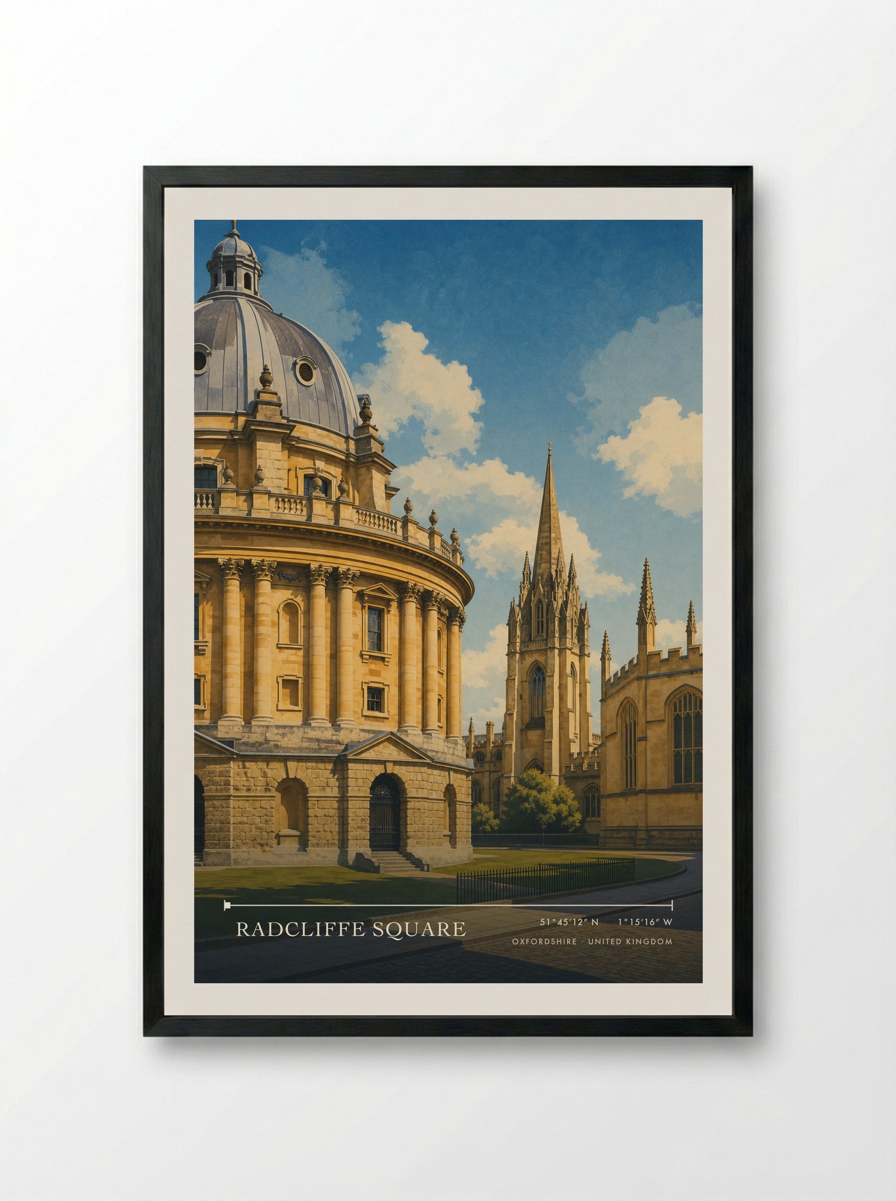 Radcliffe Square Oxfordshire United Kingdom Travel Poster - Framed Print Black