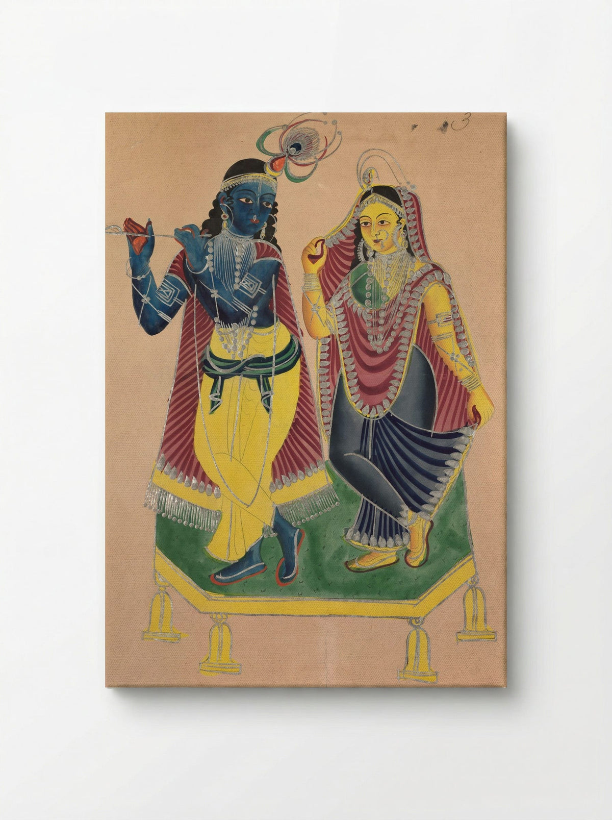Radha and Krishna - Kalighat School - Canvas