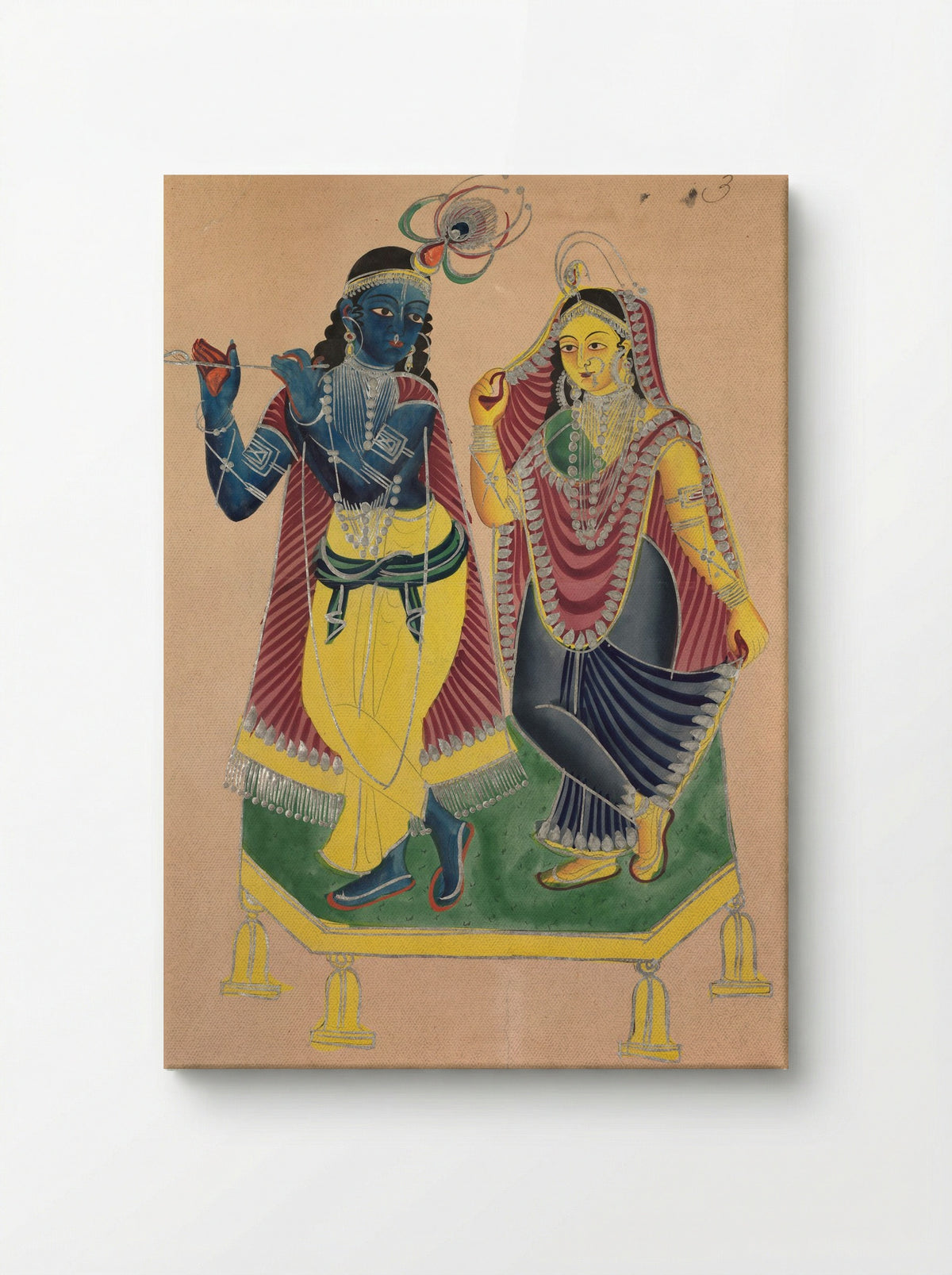Radha and Krishna - Kalighat School - Canvas
