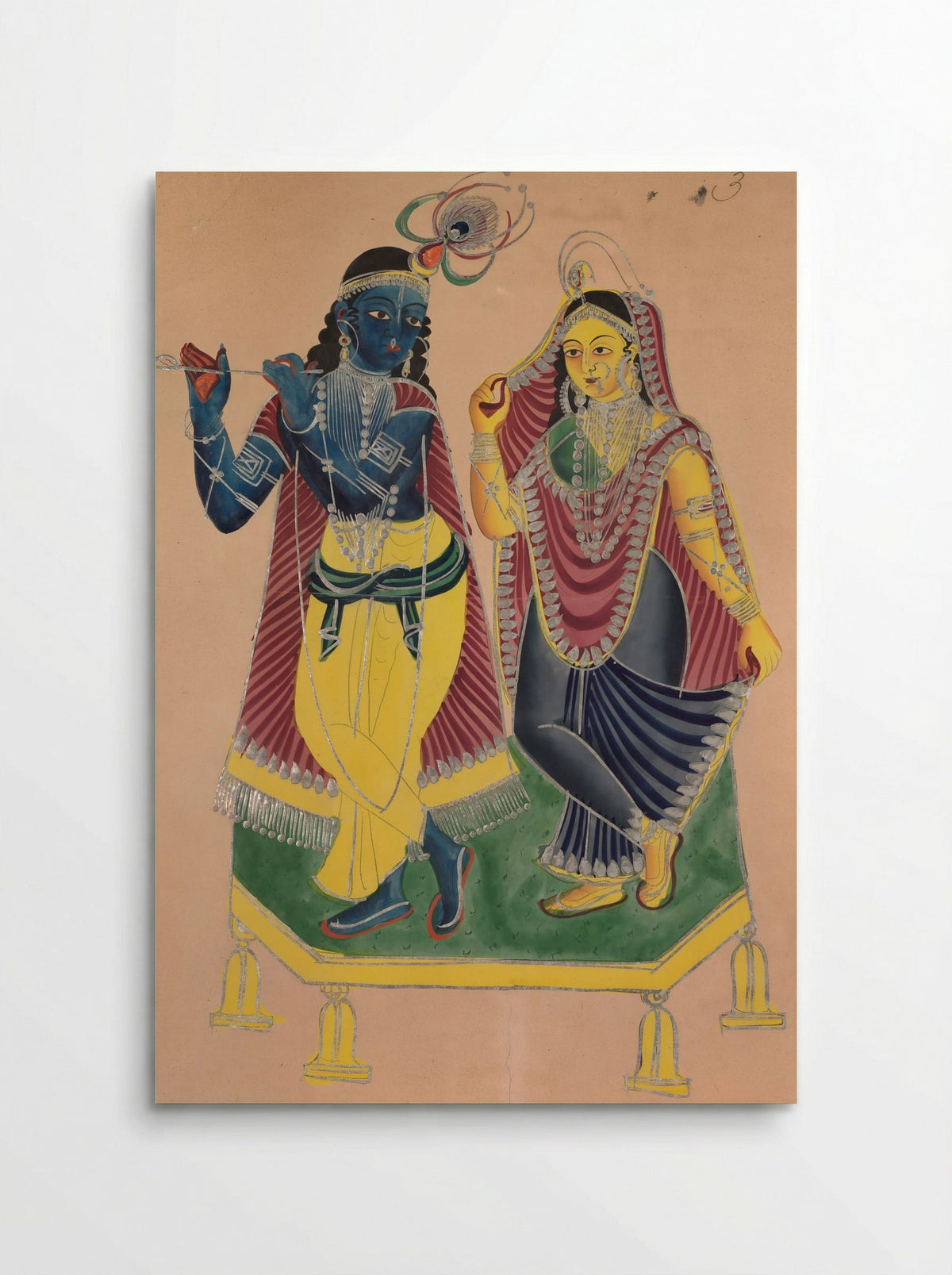 Radha and Krishna - Kalighat School - Poster