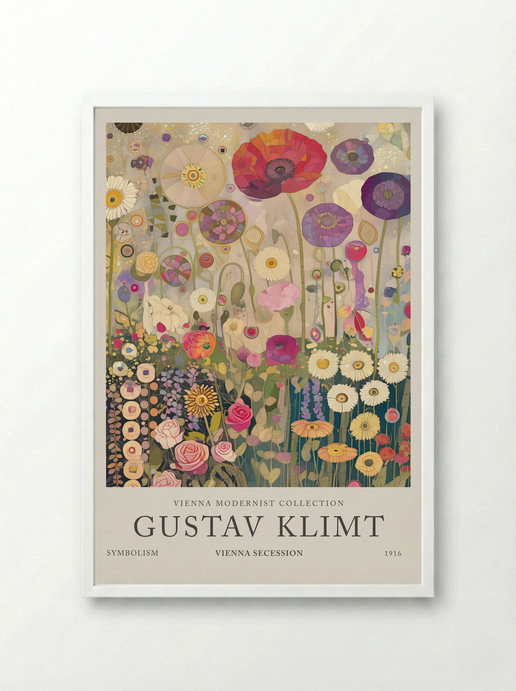 Radiant Flower Waltz - Gustav Klimt - Framed Print White