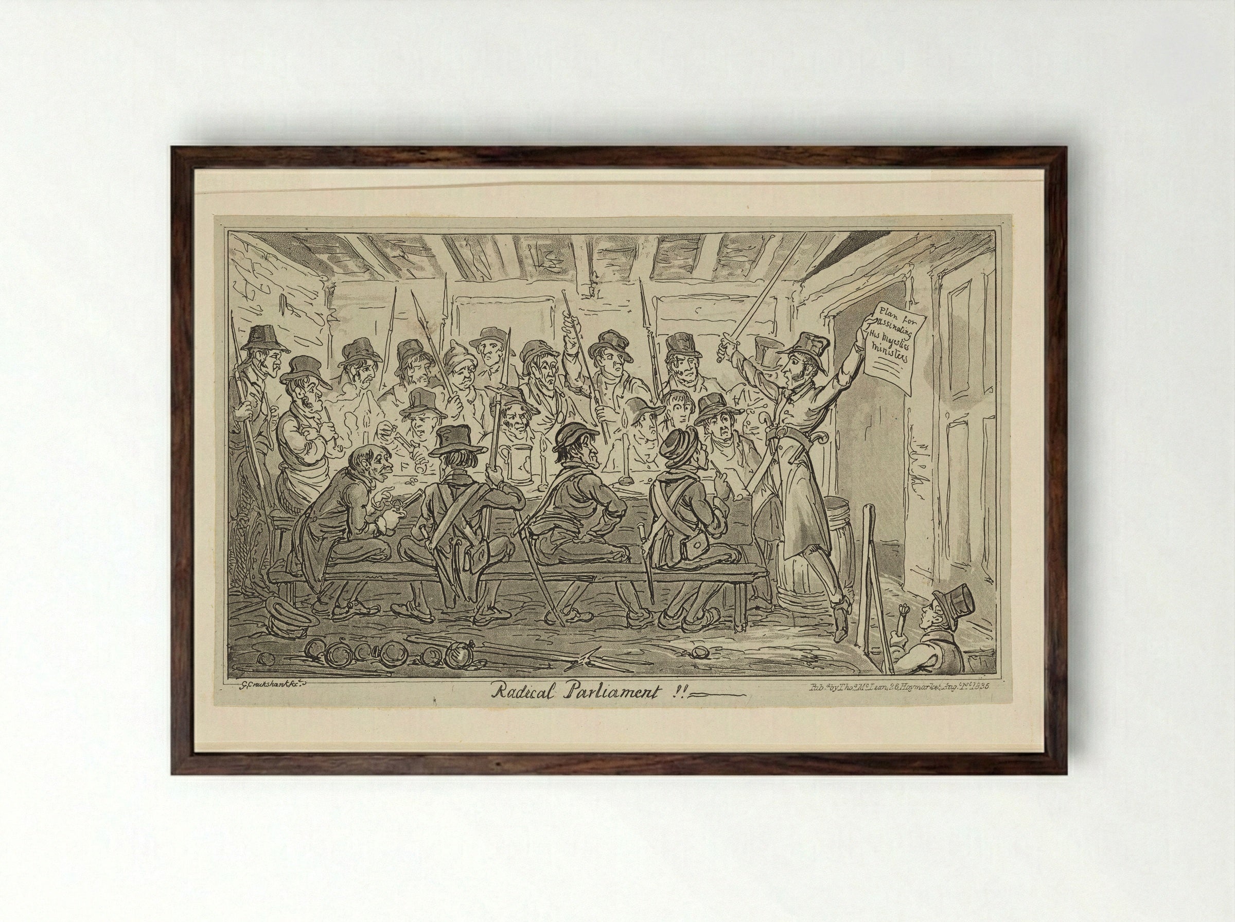 Radical Parliament!! - George Cruikshank - Framed Print Dark Wood