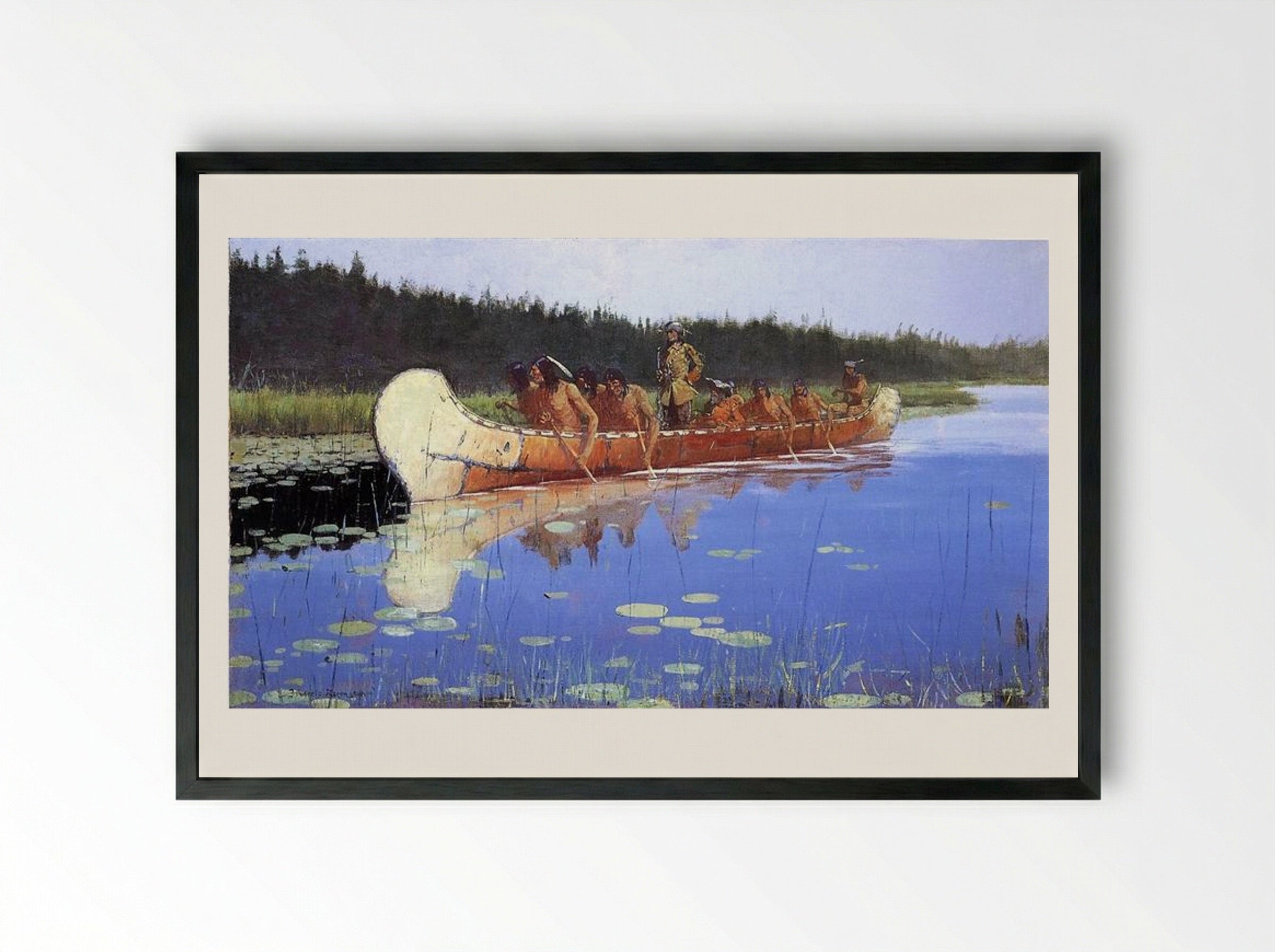 Radisson and Groseilliers - Frederic Remington - Framed Print Black