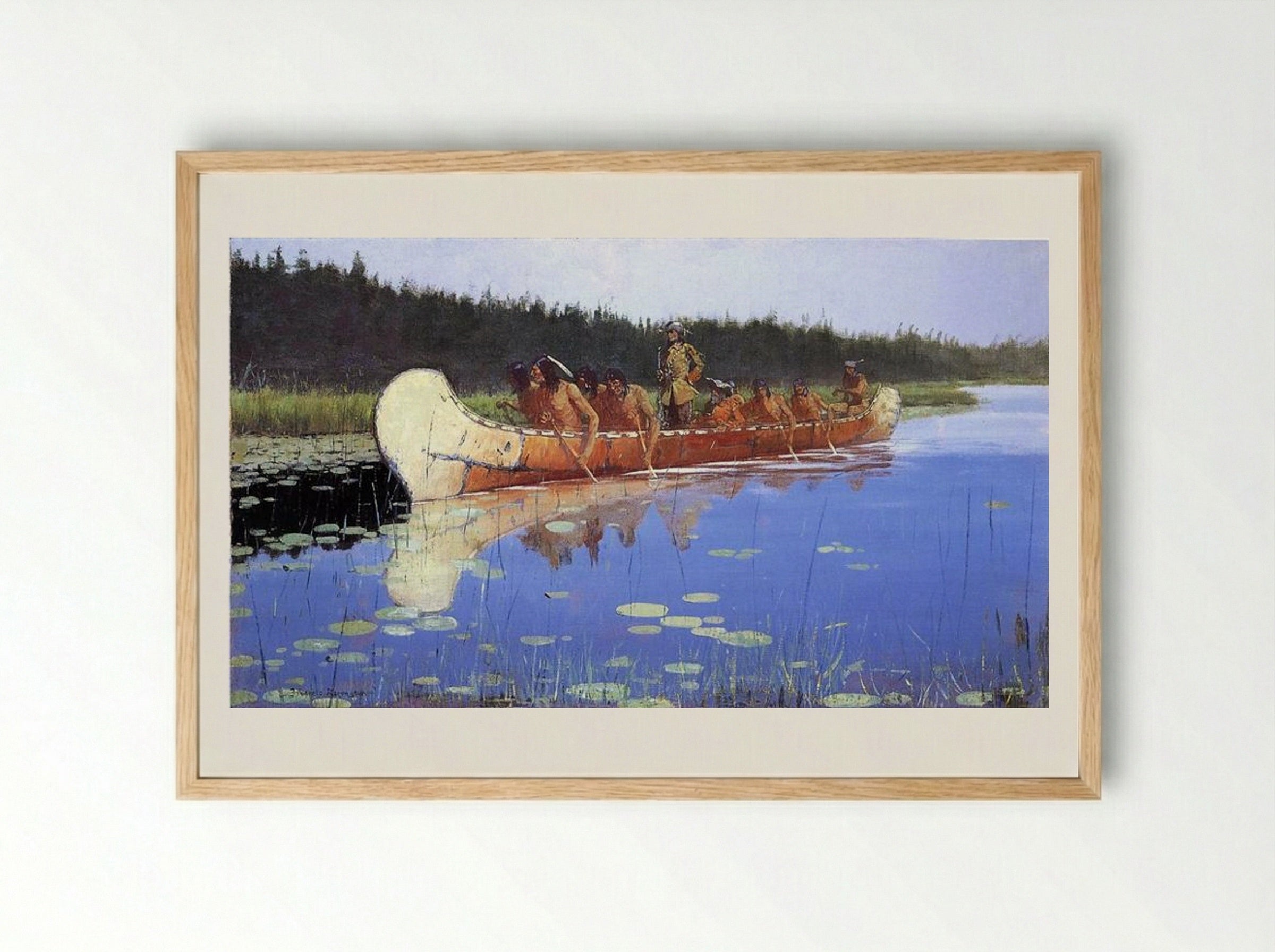 Radisson and Groseilliers - Frederic Remington - Framed Print Wood
