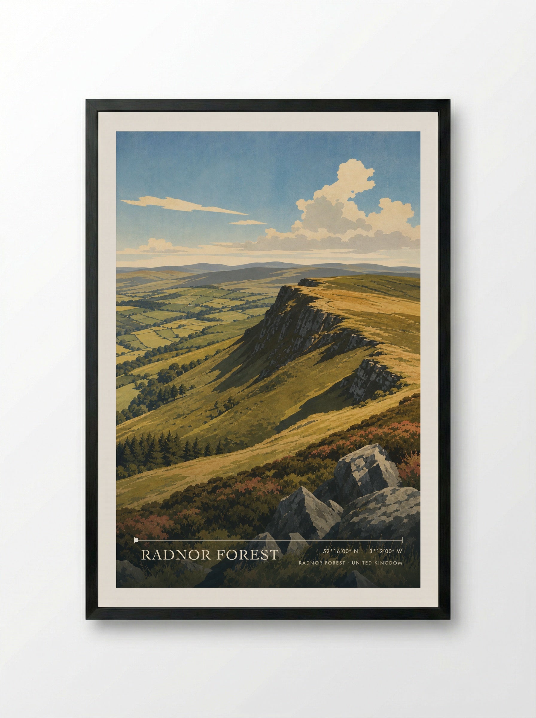 Radnor Forest United Kingdom Travel Poster - Framed Print Black