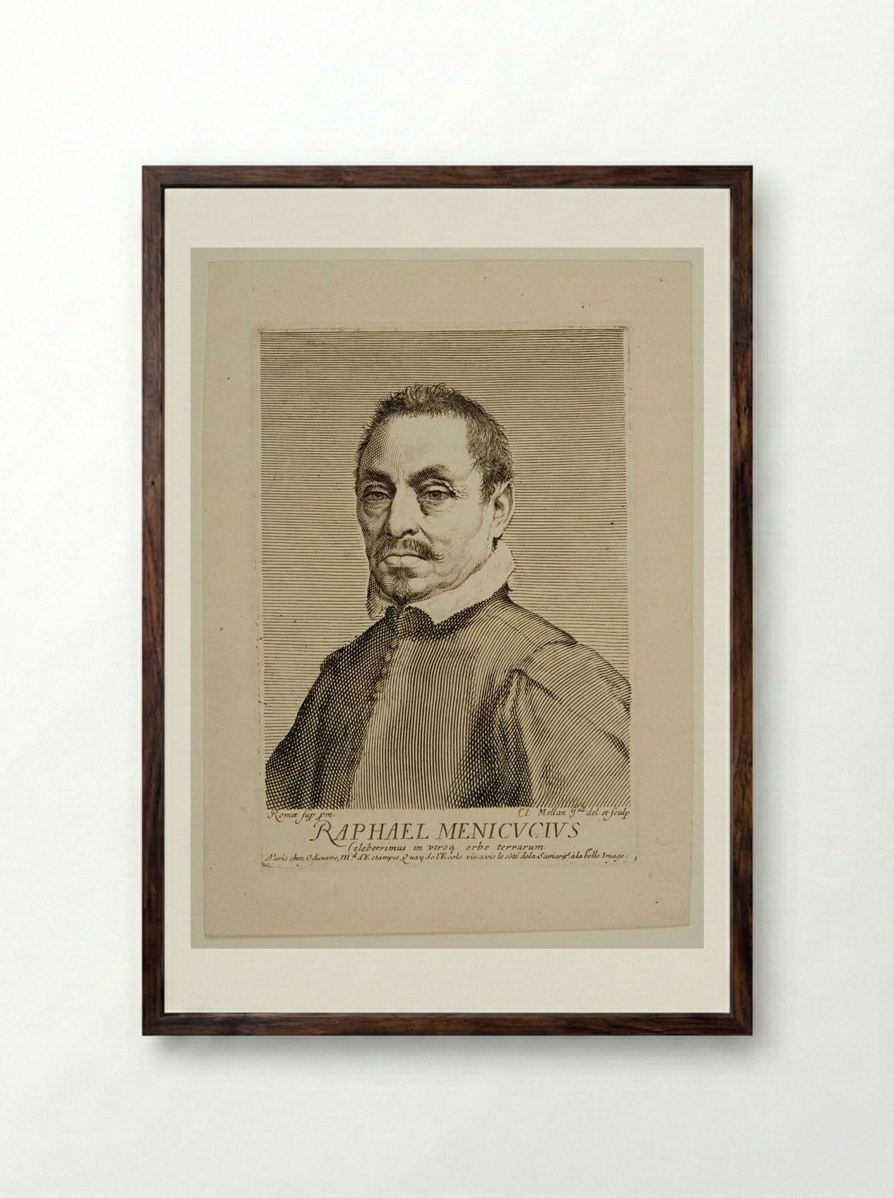 Raffaello Menicucci - Claude Mellan - Framed Print Dark Wood