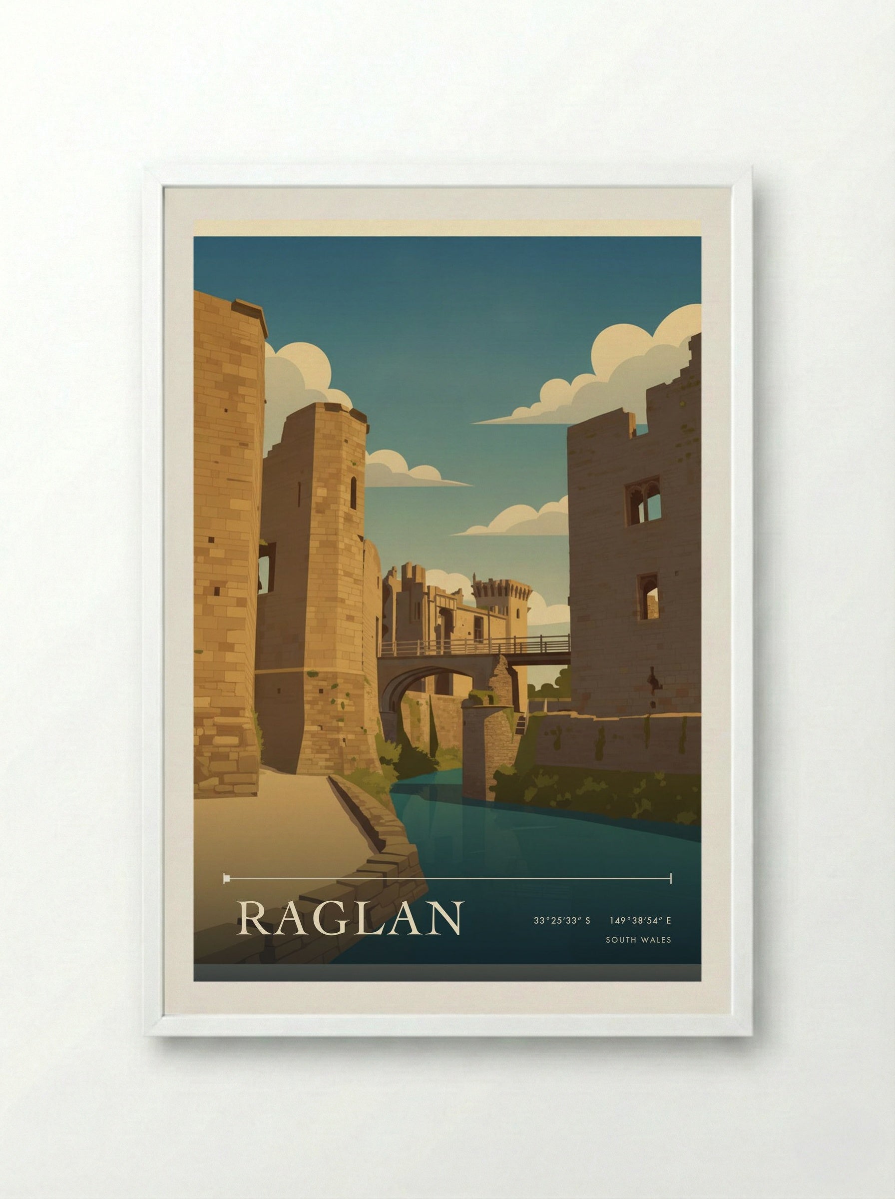 Raglan South Wales Wales Travel Poster - Framed Print White