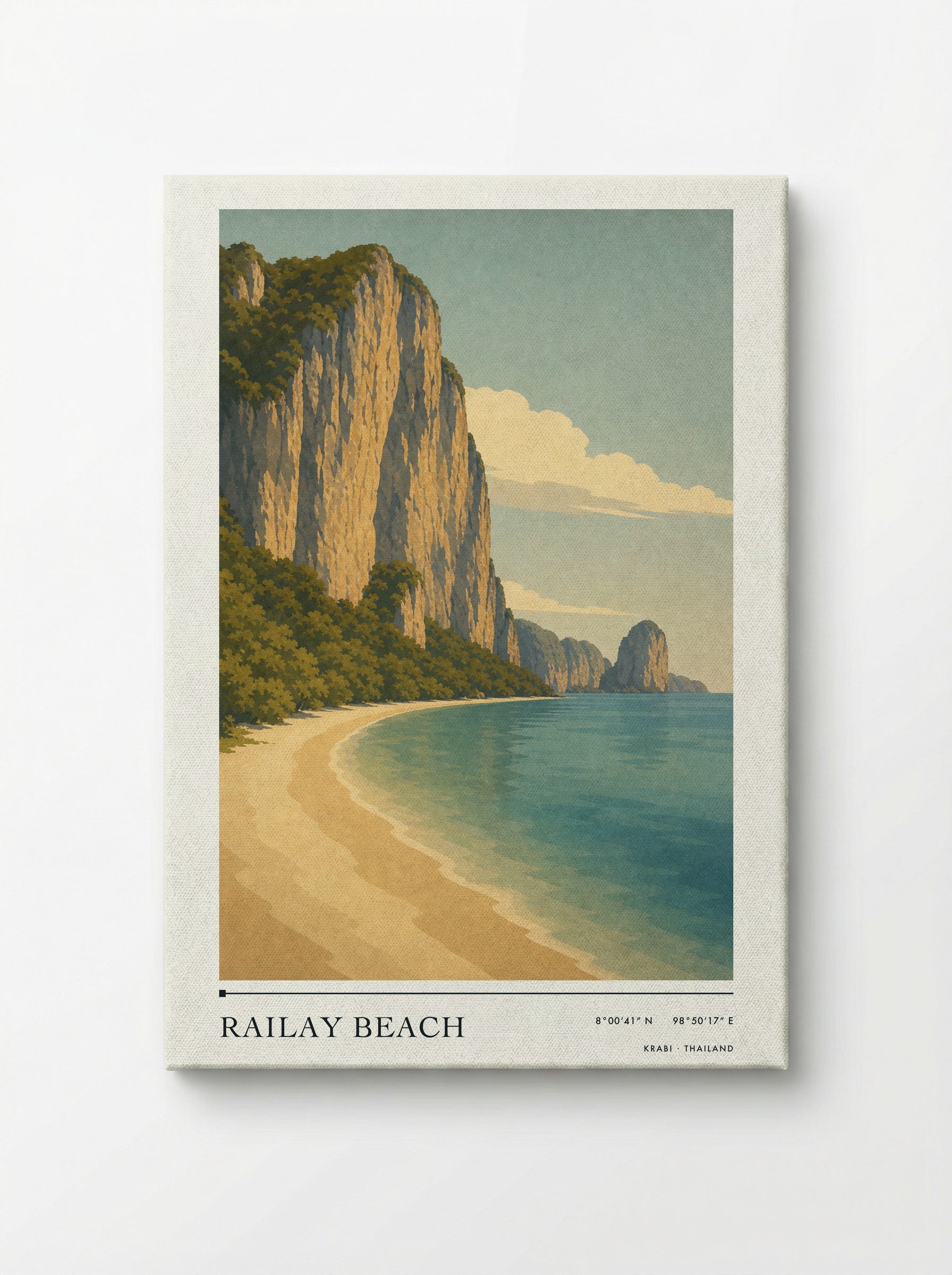 Railay Beach Travel Poster Artwork - Canvas