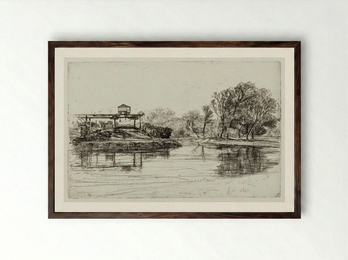 Railway Encroachment - Francis Seymour Haden - Framed Print Dark Wood