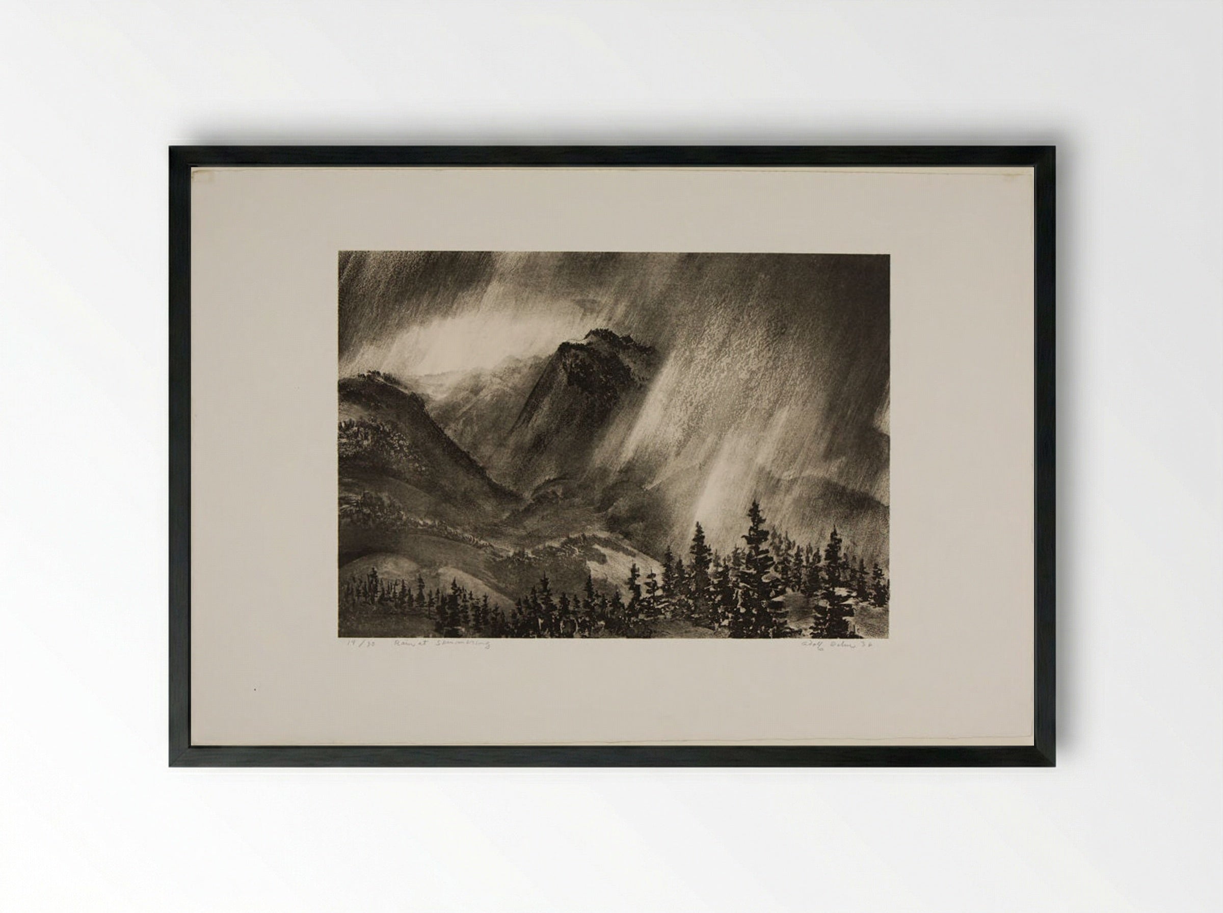 Rain at Semmering - Adolph Dehn - Framed Print Black