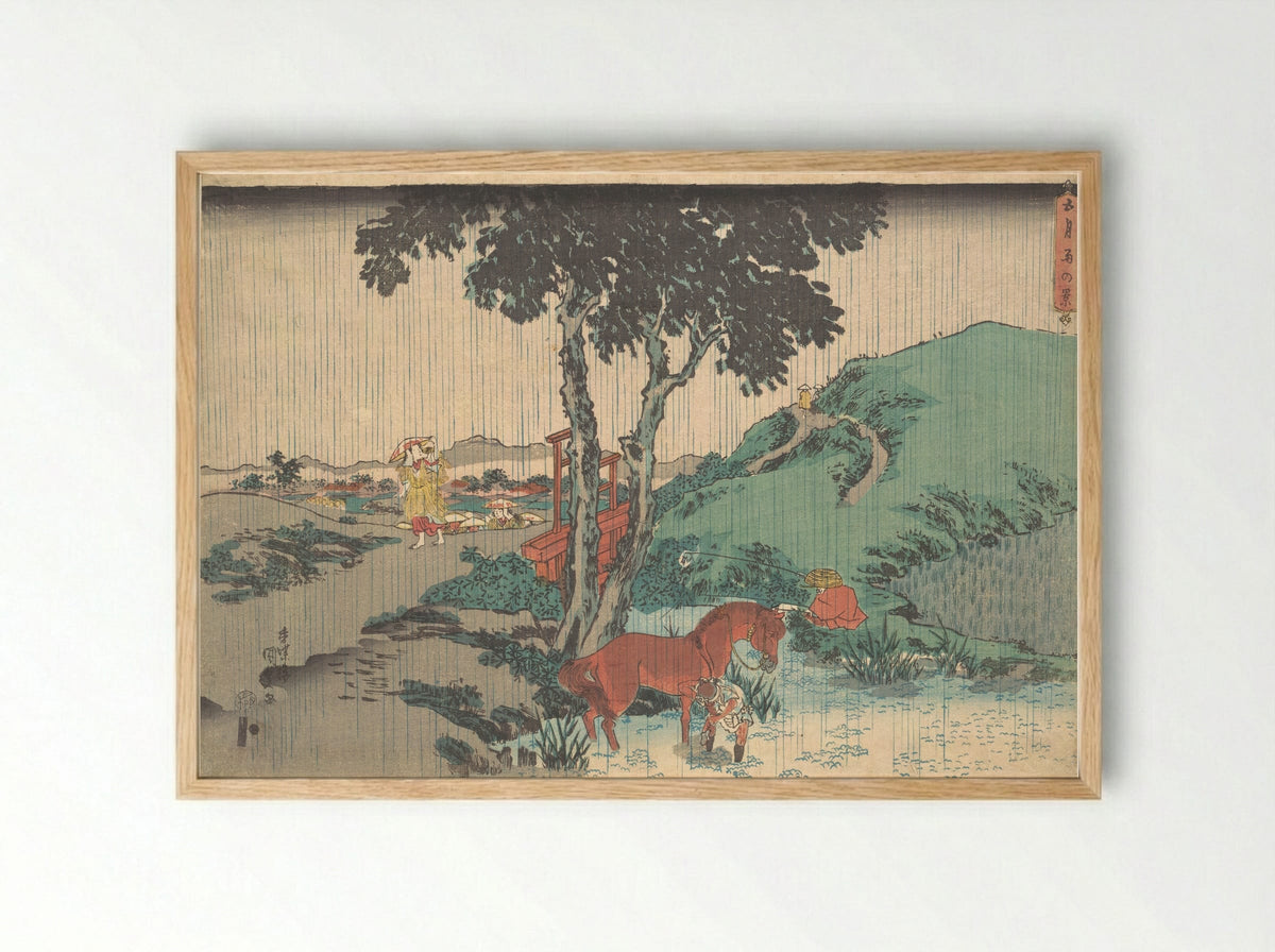 Rain of the Fifth Month (Samidare) - Utagawa Kunisada - Framed Print Wood