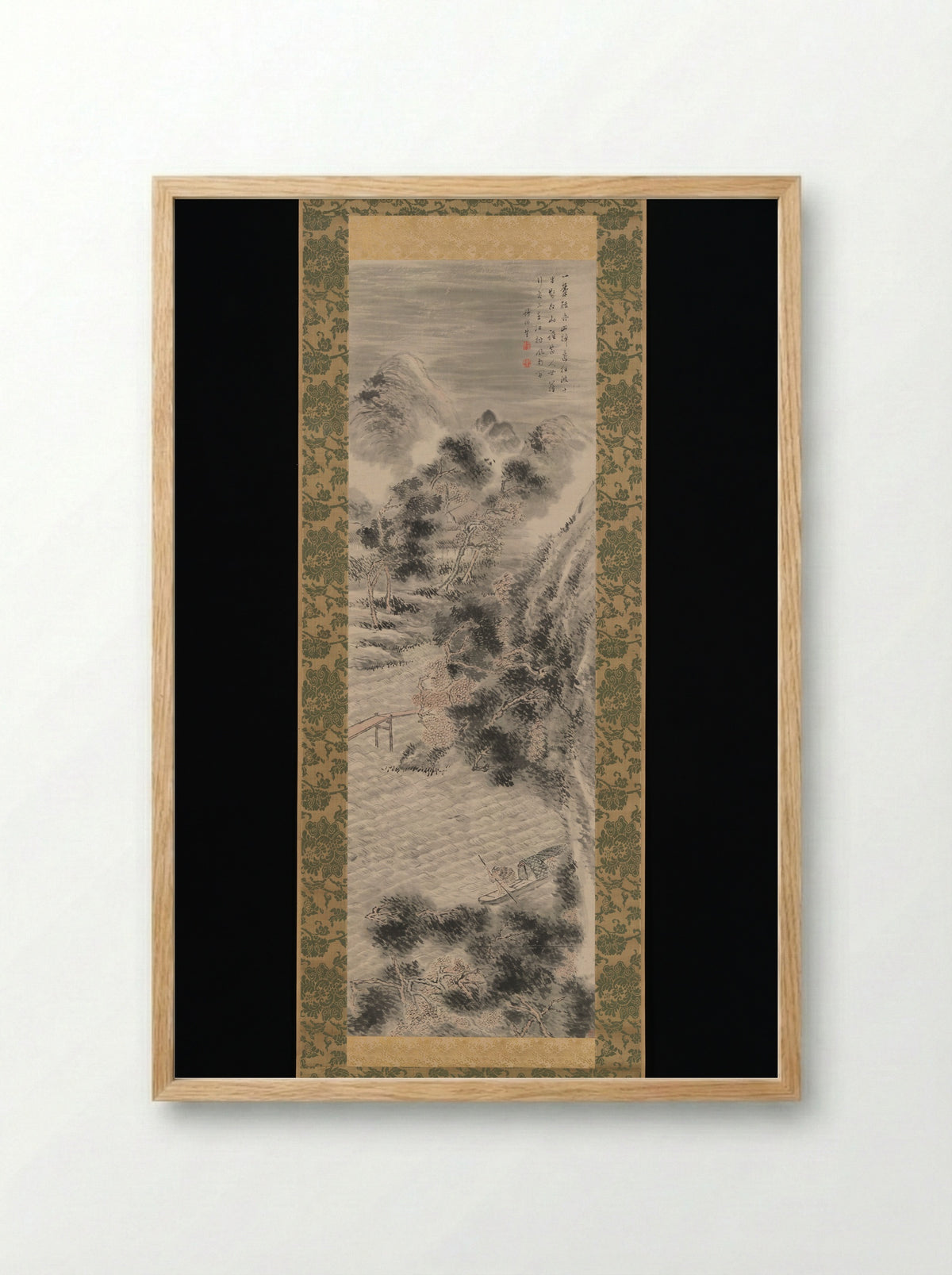 Rainstorm over a River Village - Tanomura Chikuden - Framed Print Wood