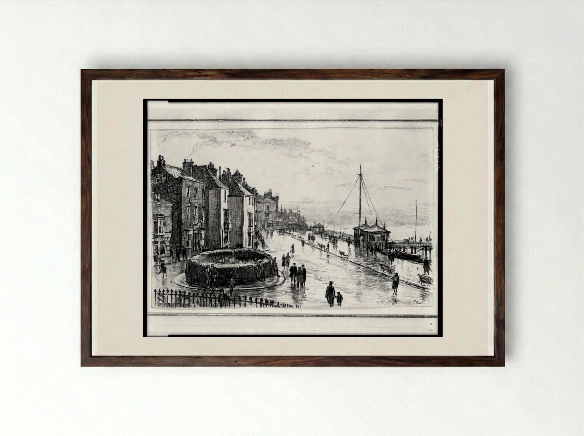 Rainy Day, Deal - Muirhead Bone - Framed Print Dark Wood
