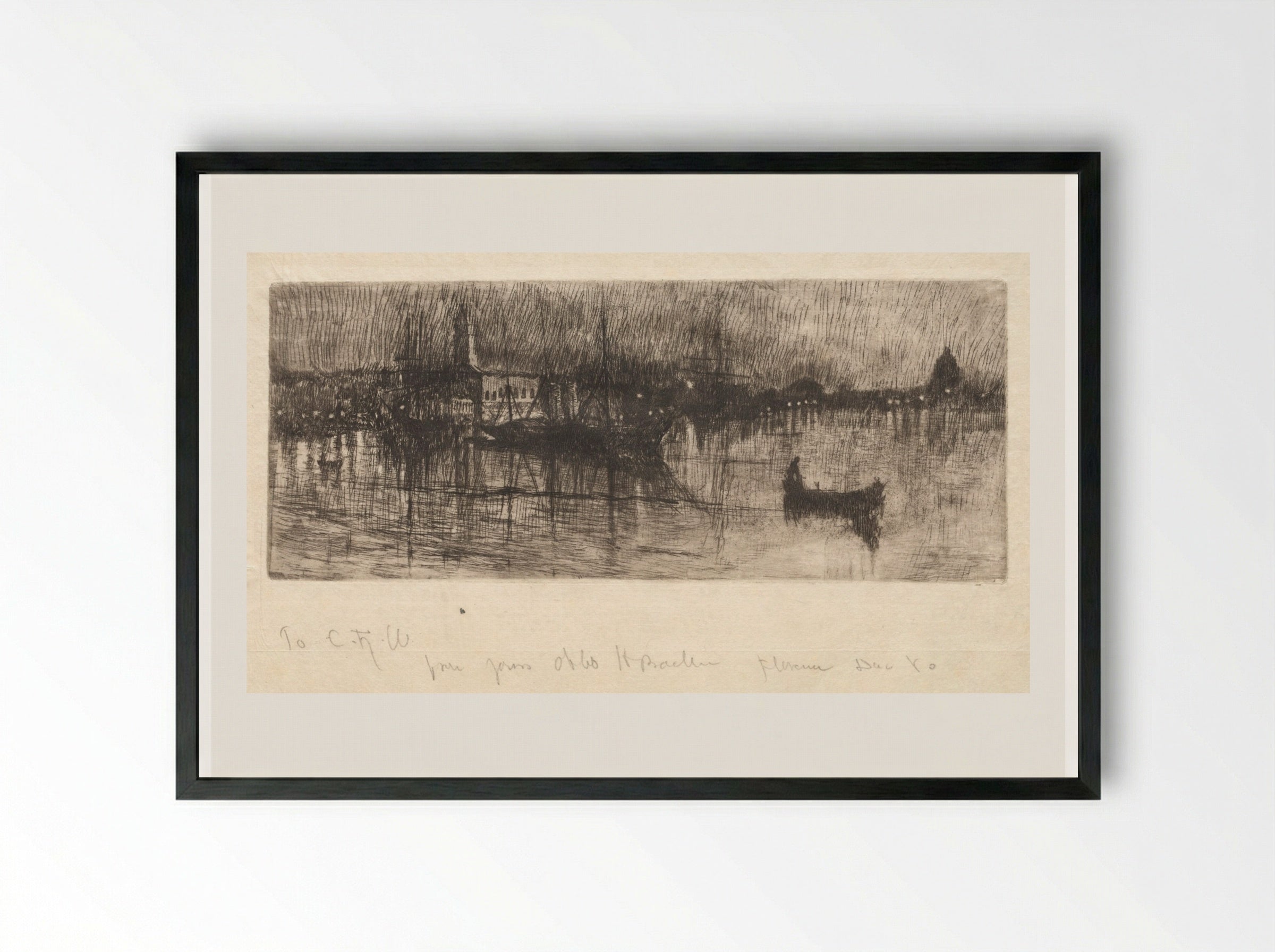 Rainy Night, Venice - Otto H. Bacher - Framed Print Black