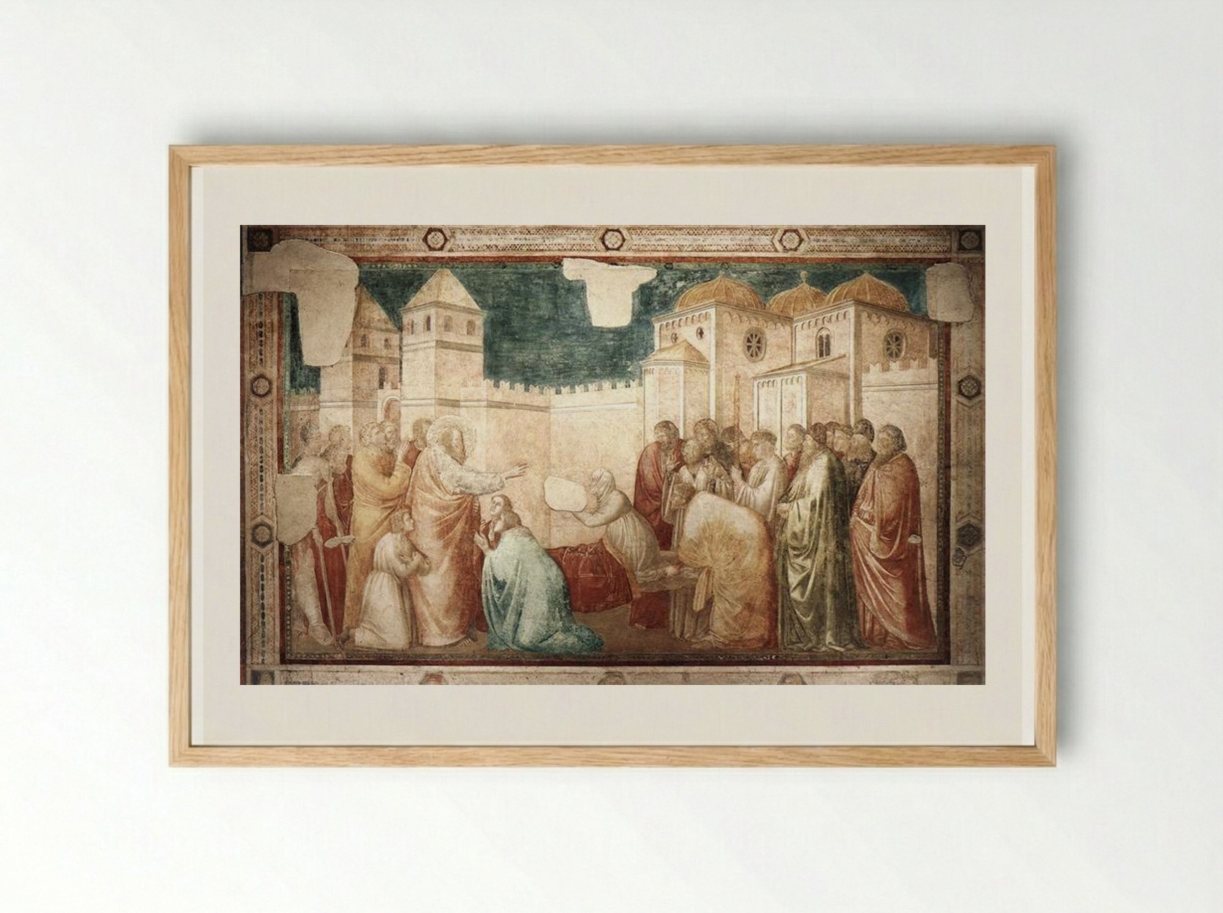 Raising of Drusiana - Giotto di Bondone - Framed Print Wood