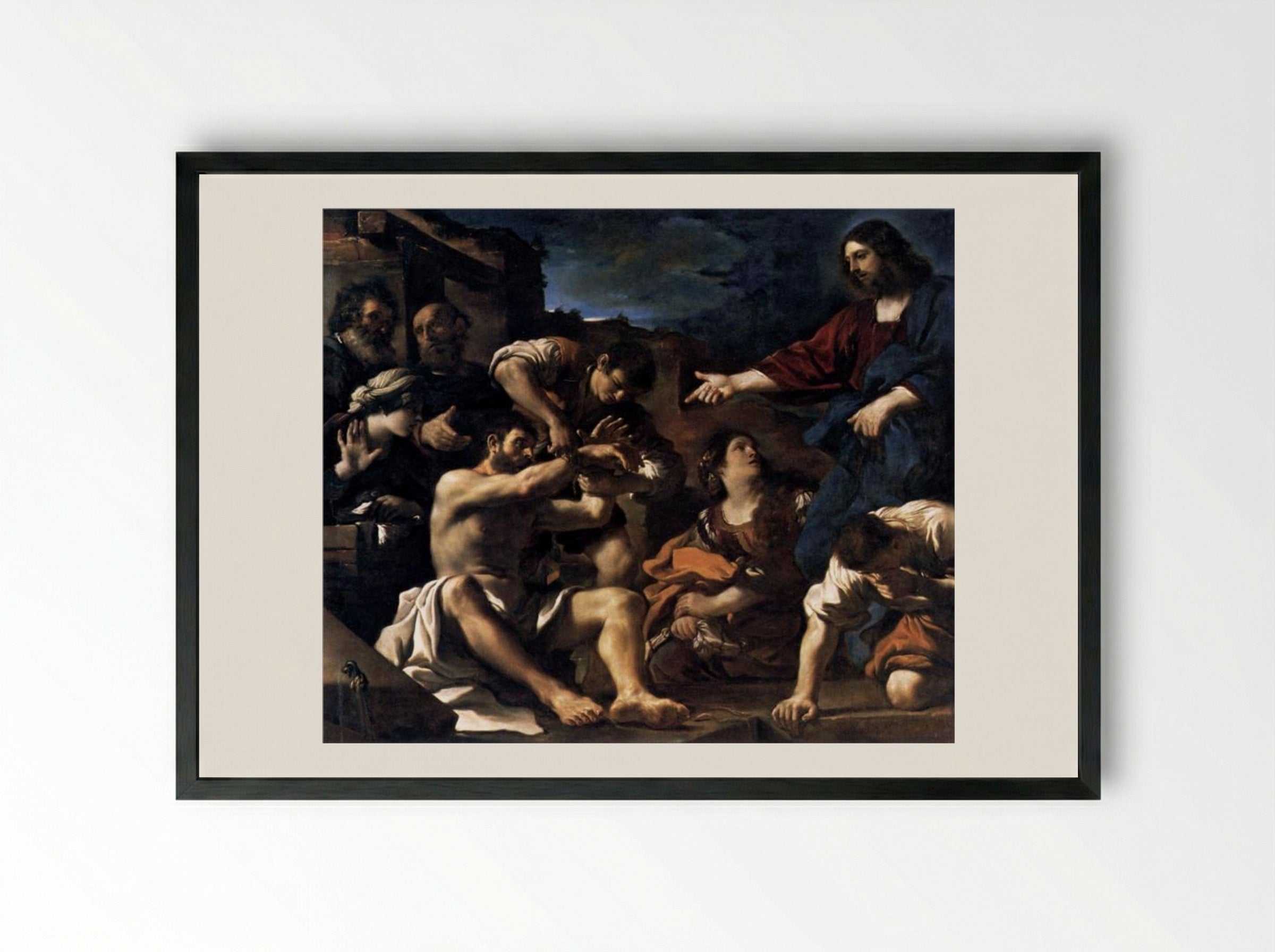 Raising of Lazarus - Guercino - Framed Print Black