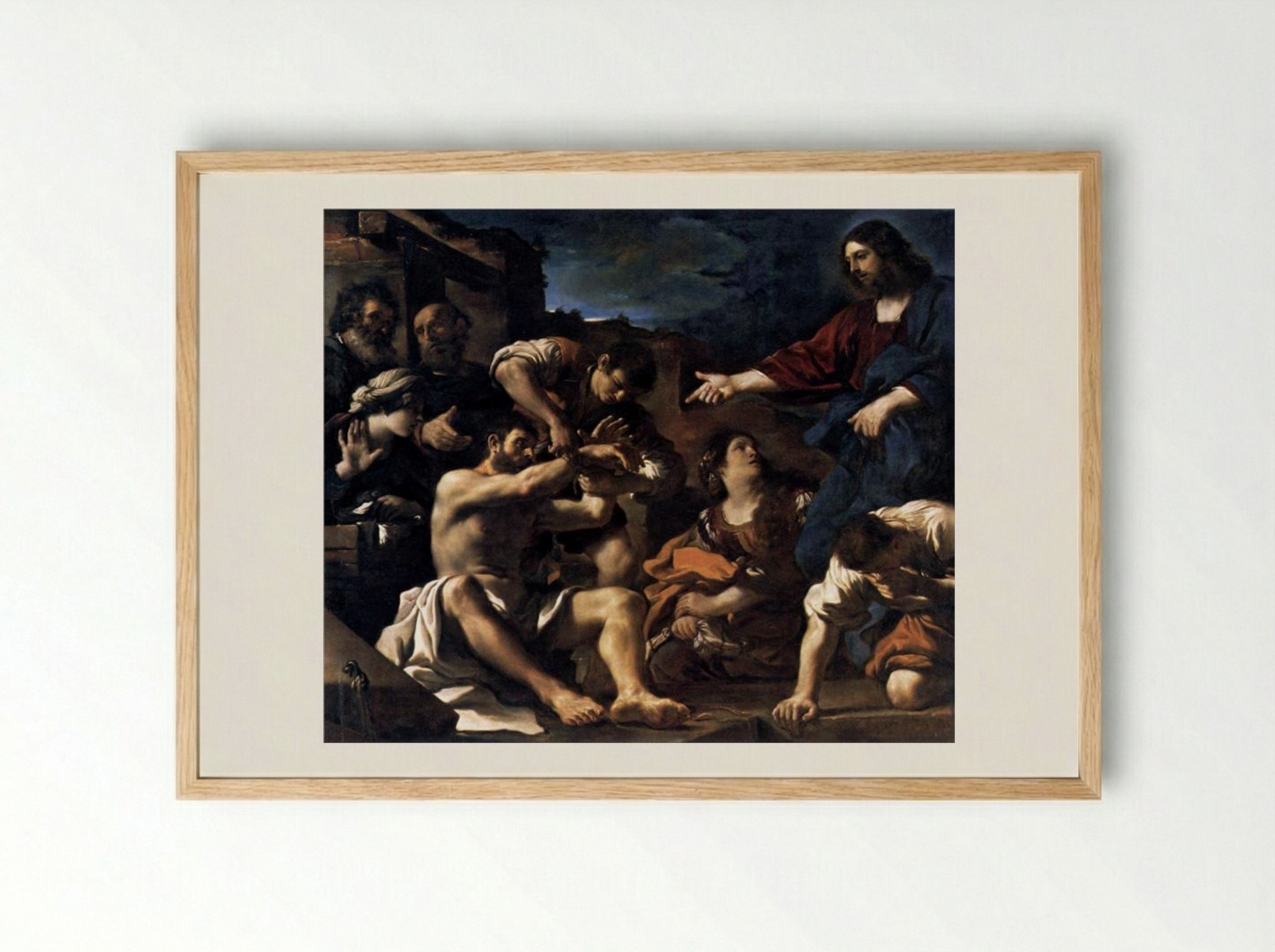 Raising of Lazarus - Guercino - Framed Print Wood