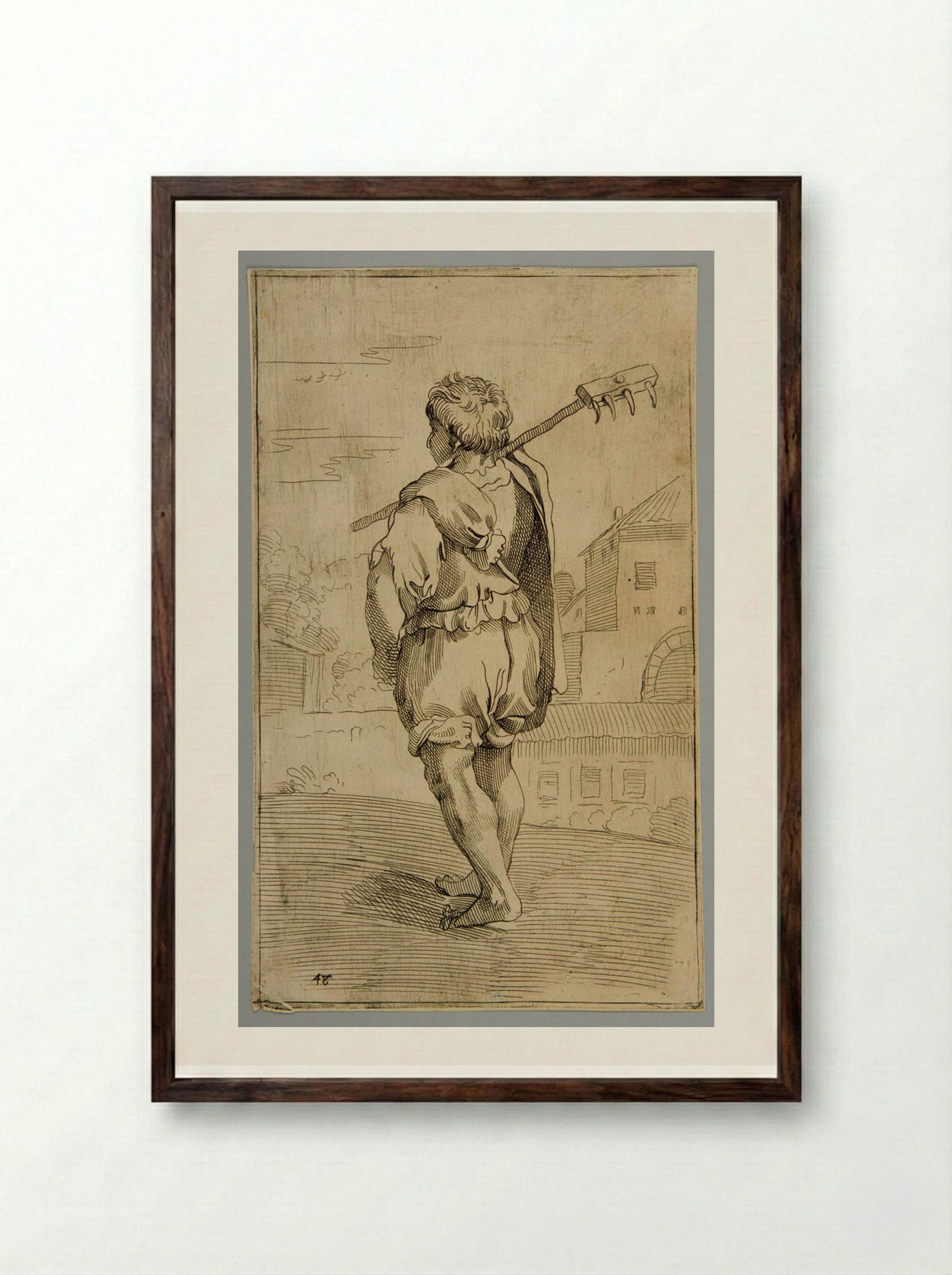 Raker of Grapes, Plate 48 - Simon Guillain - Framed Print Dark Wood