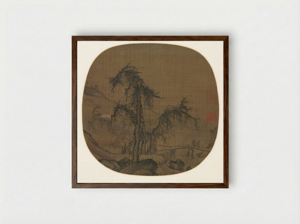 Ramblers over a Winding Stream - Luo Zhichuan - Framed Print Dark Wood