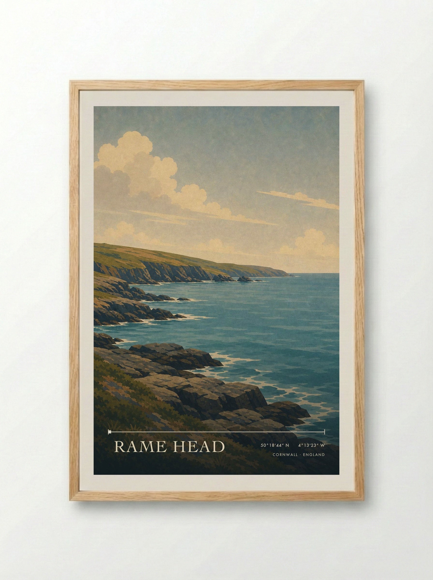 Rame Head Cornwall England Travel Poster - Framed Print Wood