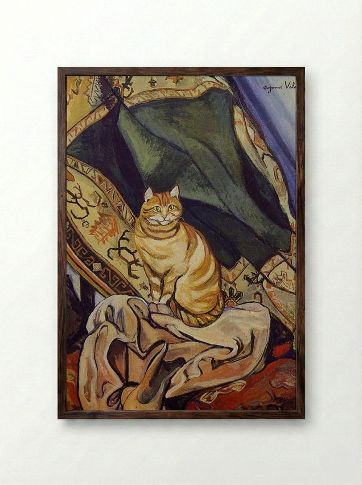 Raminou sitting on a cloth - Suzanne Valadon - Framed Print Dark Wood