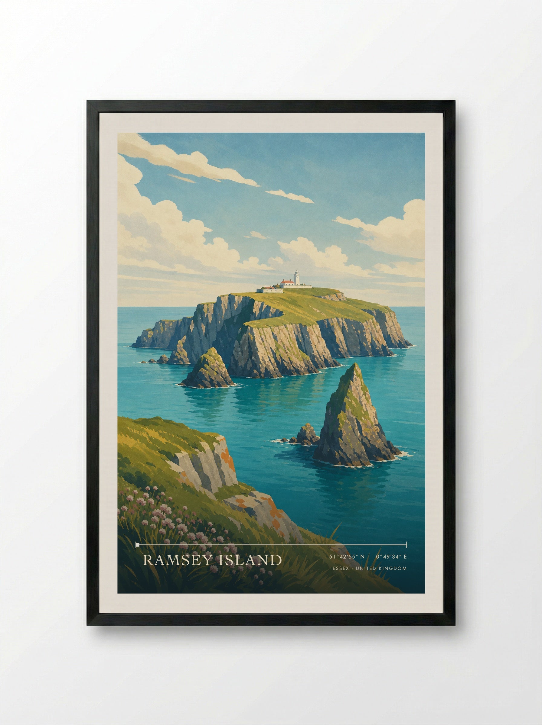 Ramsey Island Essex United Kingdom Travel Poster - Framed Print Black