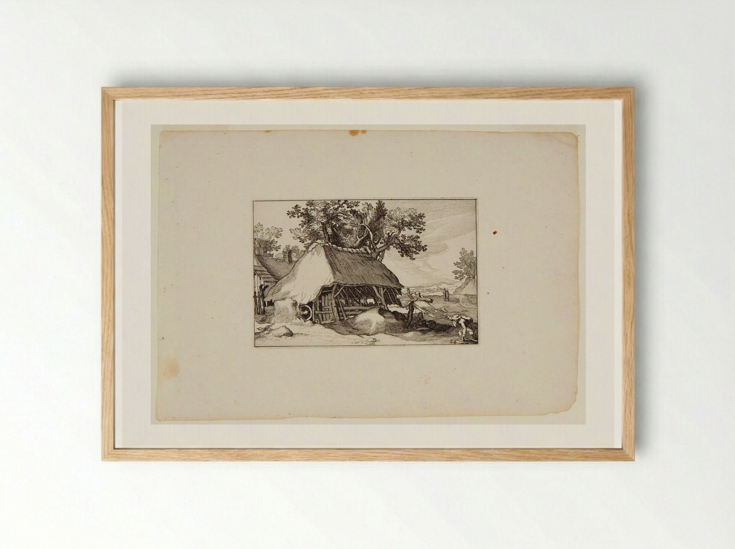 Ramshackle Hut with Thatched Roof - Claes Jansz. Visscher - Framed Print Wood