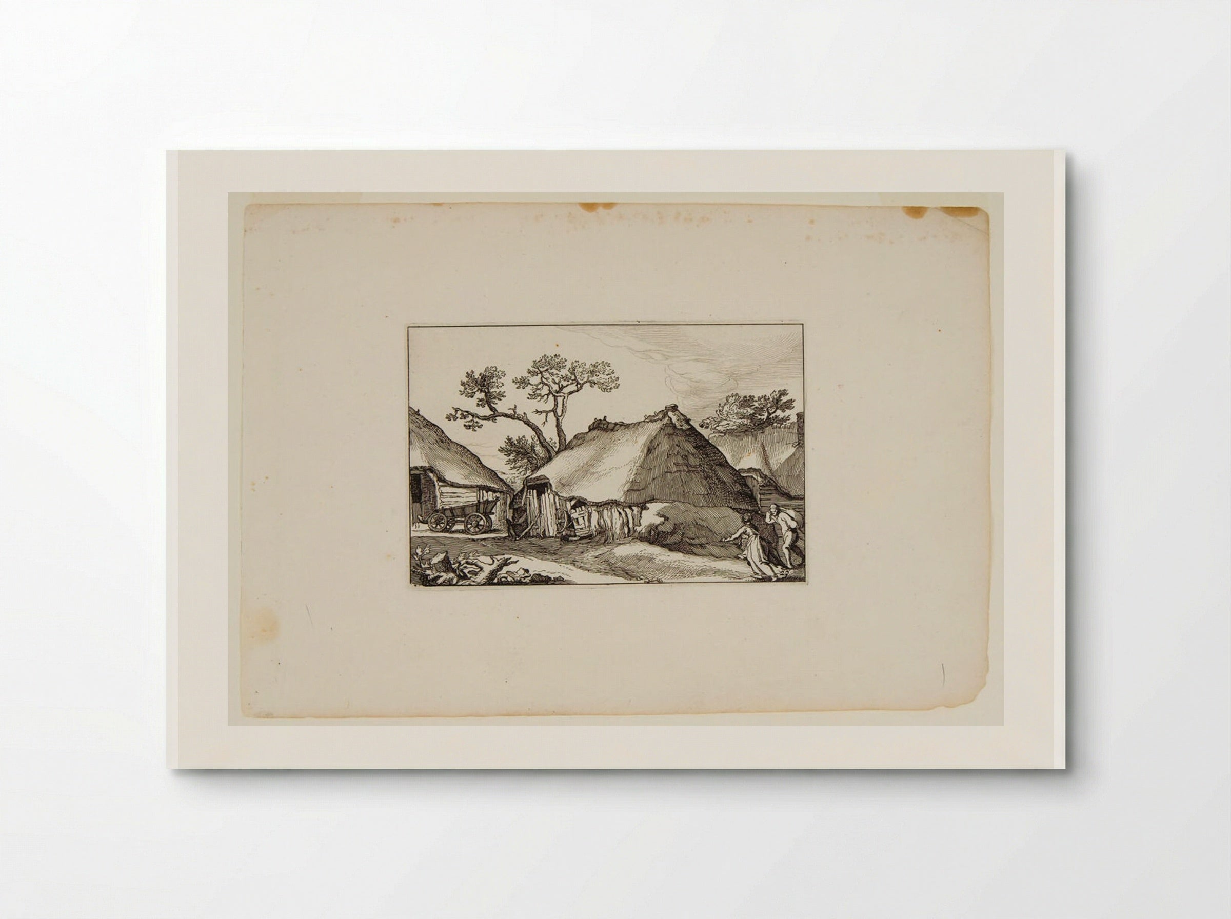 Ramshackle Hut with Wagon to Left and Two Figures to Right - Claes Jansz. Visscher - Poster