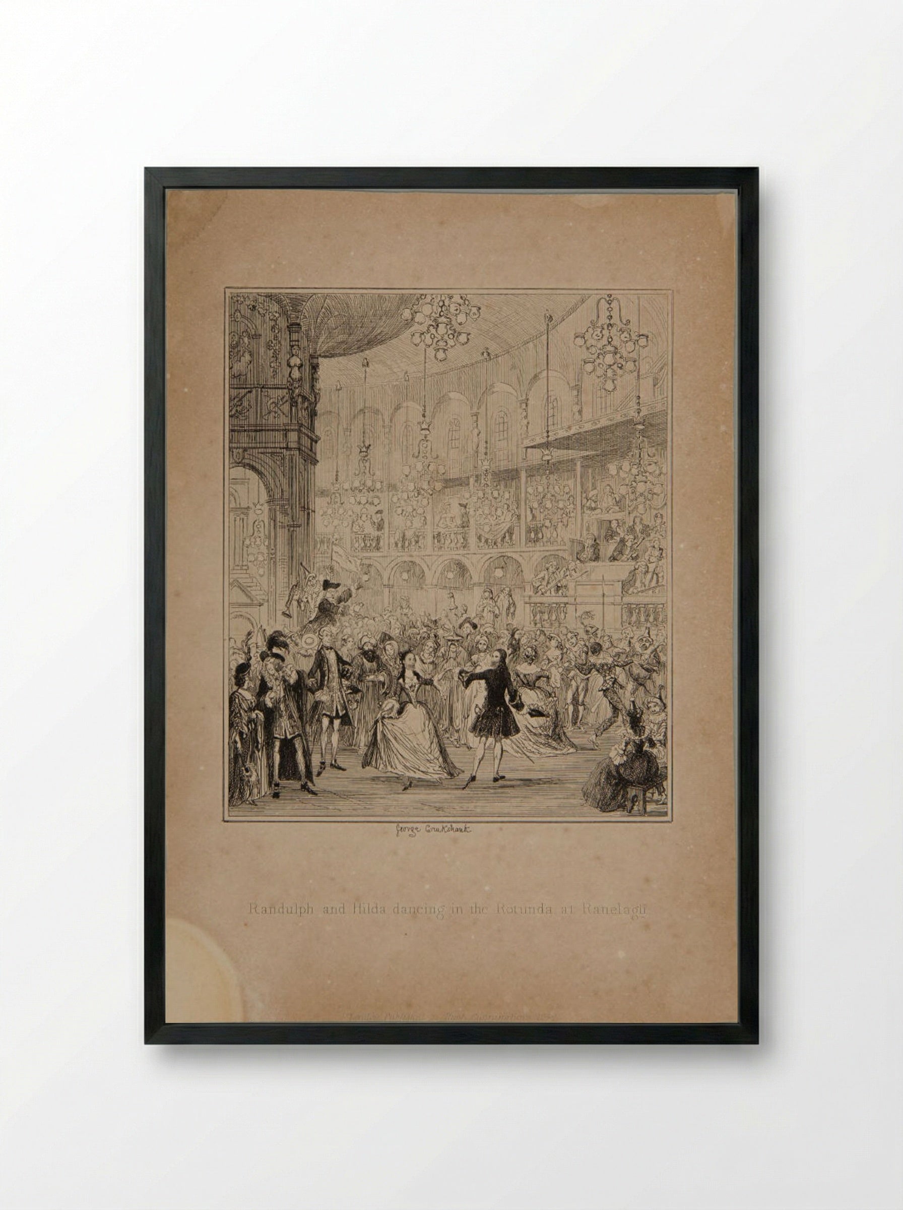 Randulph and Hilda Dancing in the Rotunda at Ranelagh - George Cruikshank - Framed Print Black