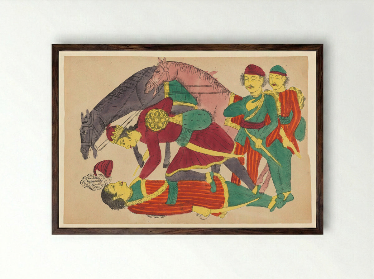 Rani Lakshmibai of Jhansi - Becheram Das Datta - Framed Print Dark Wood