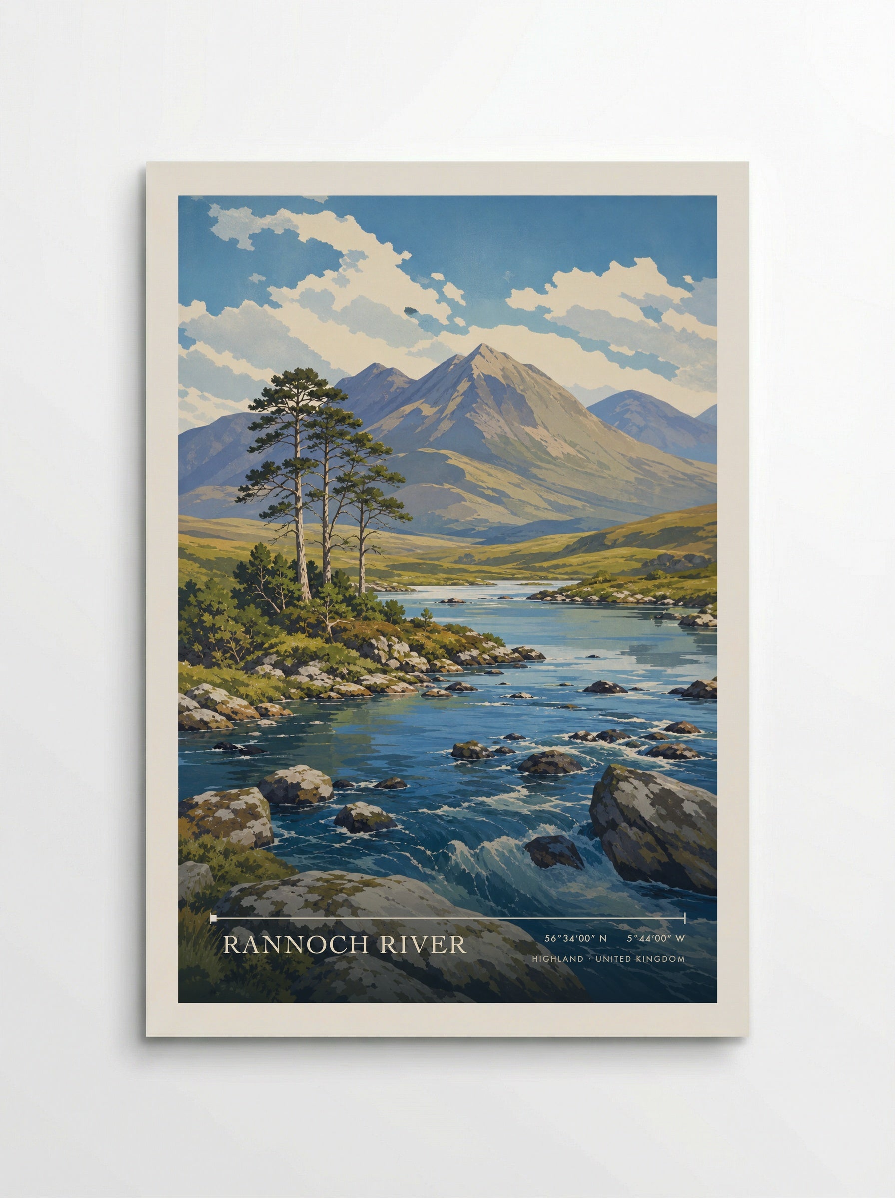 Rannoch River Highland United Kingdom Travel Poster - Poster