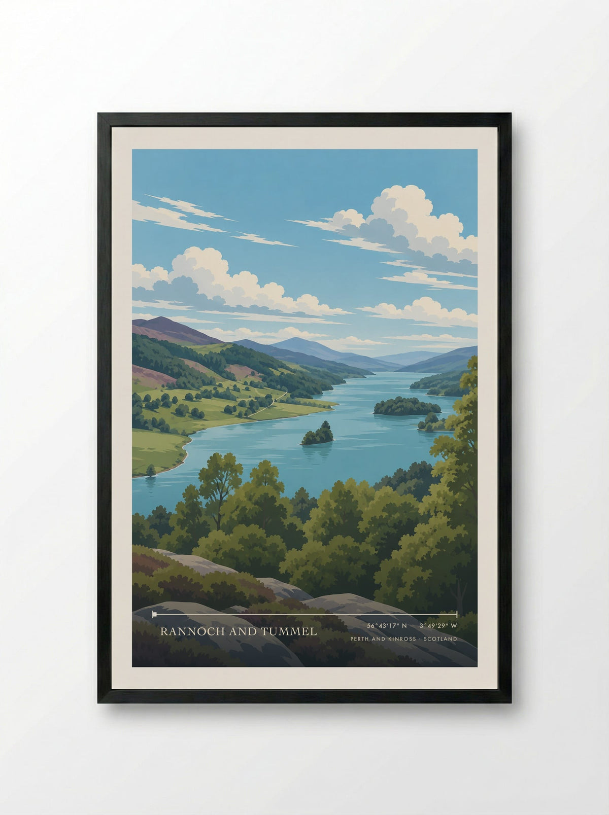 Rannoch and Tummel, Perth and Kinross | Travel Poster - Framed Print Black