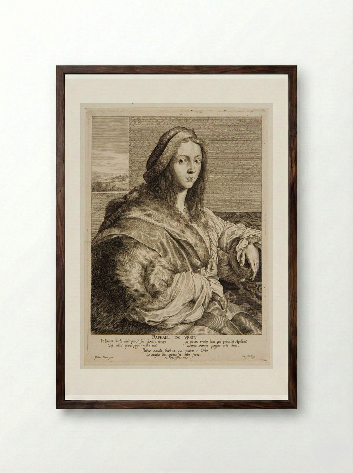 Raphael Urbin - Paulus Pontius - Framed Print Dark Wood