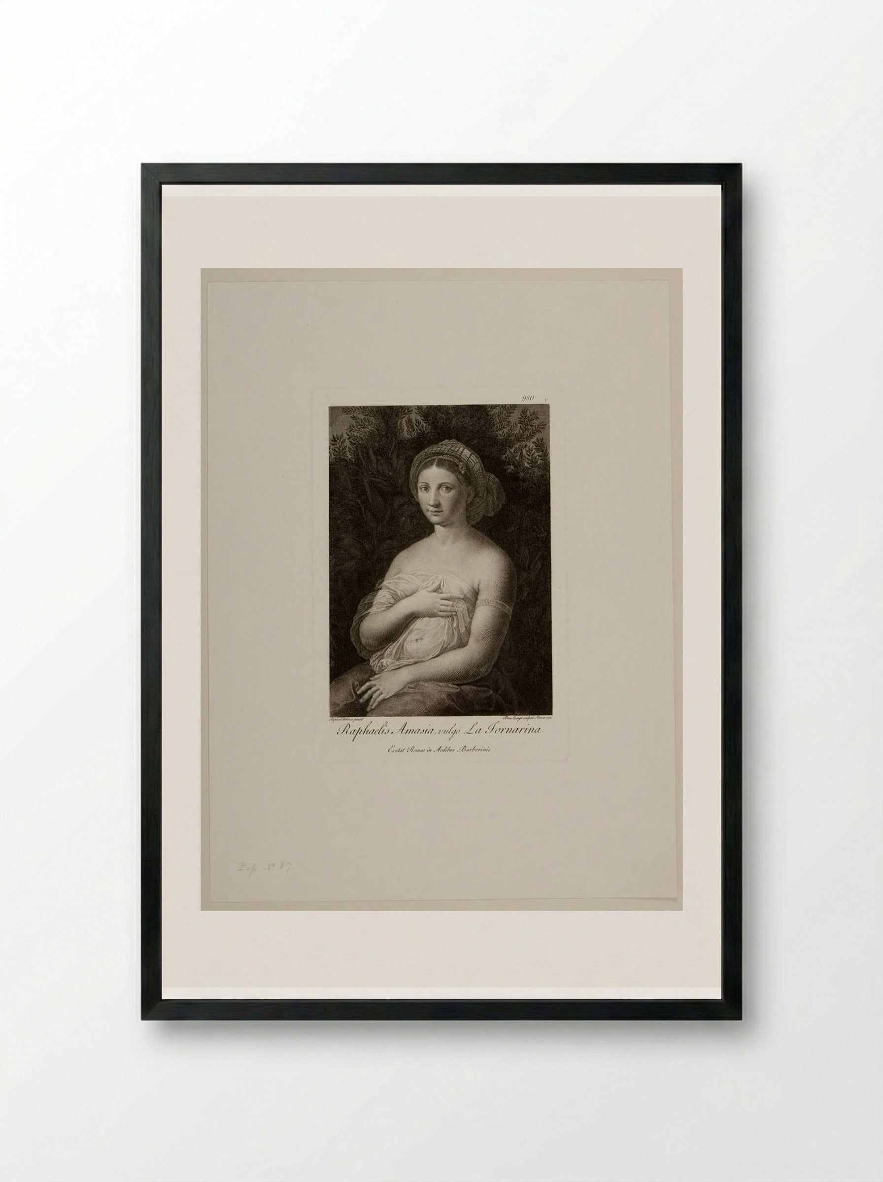 Raphael's Amasia, commonly called La Fornarina - Domenico Cunego - Framed Print Black