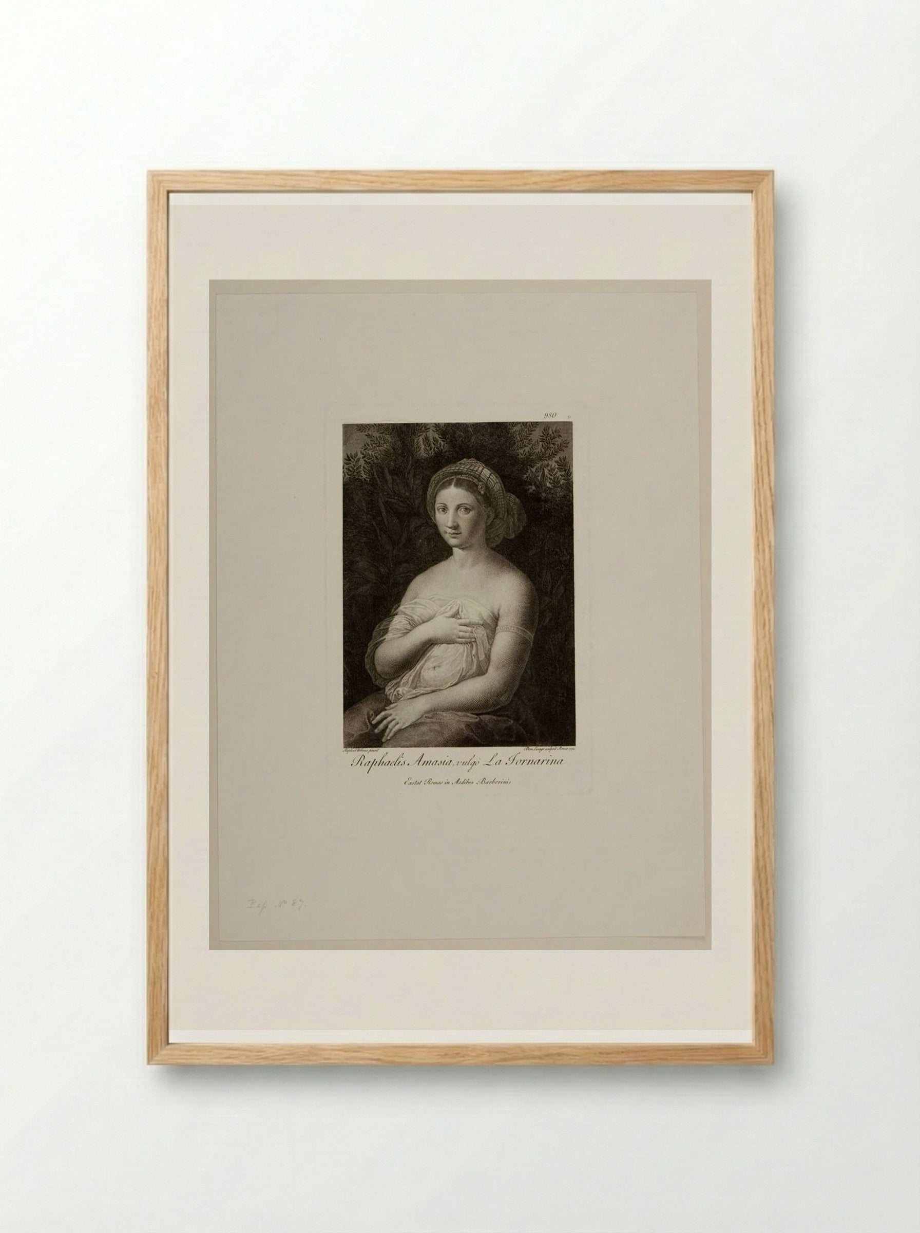 Raphael's Amasia, commonly called La Fornarina - Domenico Cunego - Framed Print Wood