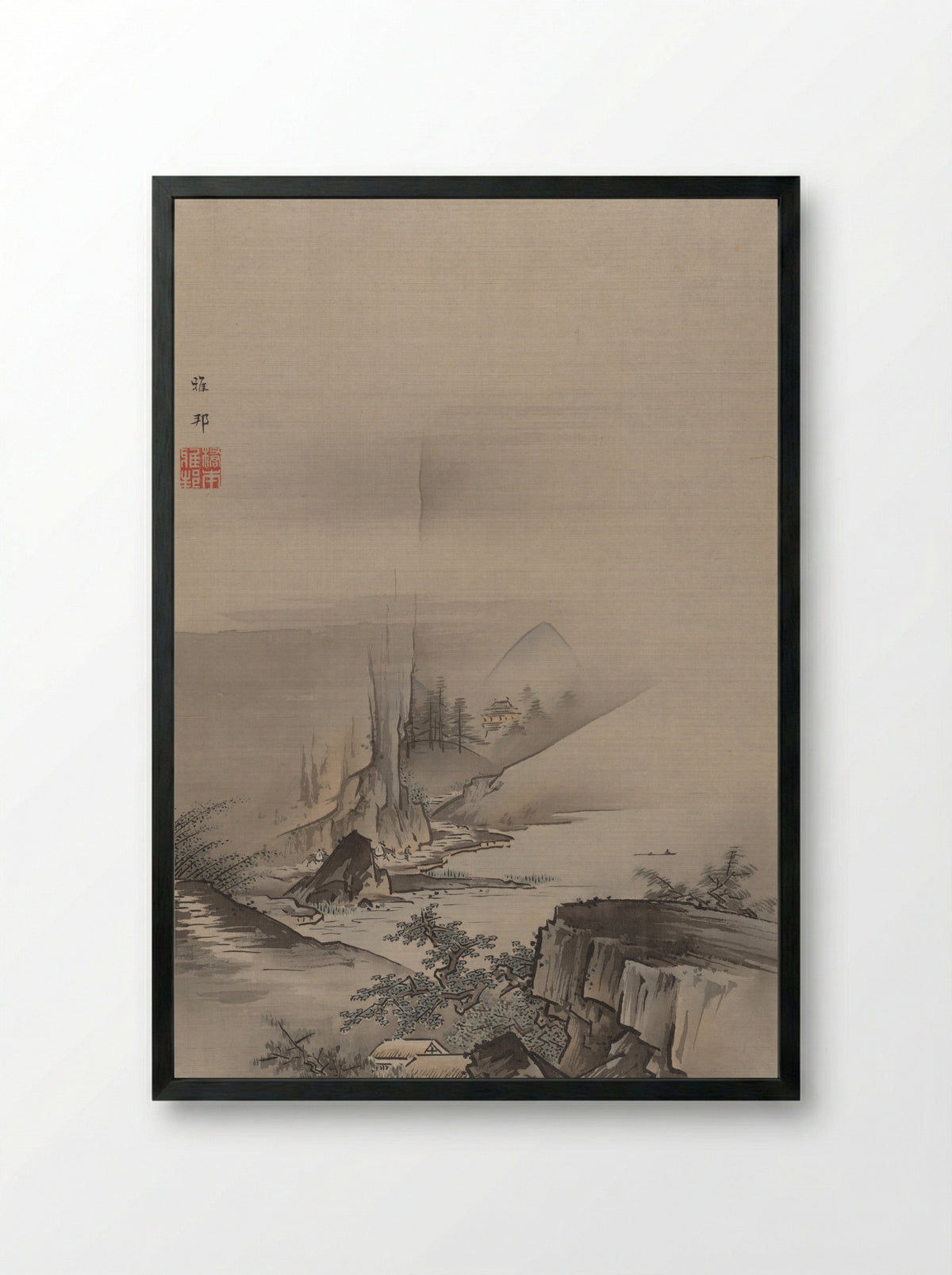 Rapids and Fall of a River - Hashimoto Gahō - Framed Print Black