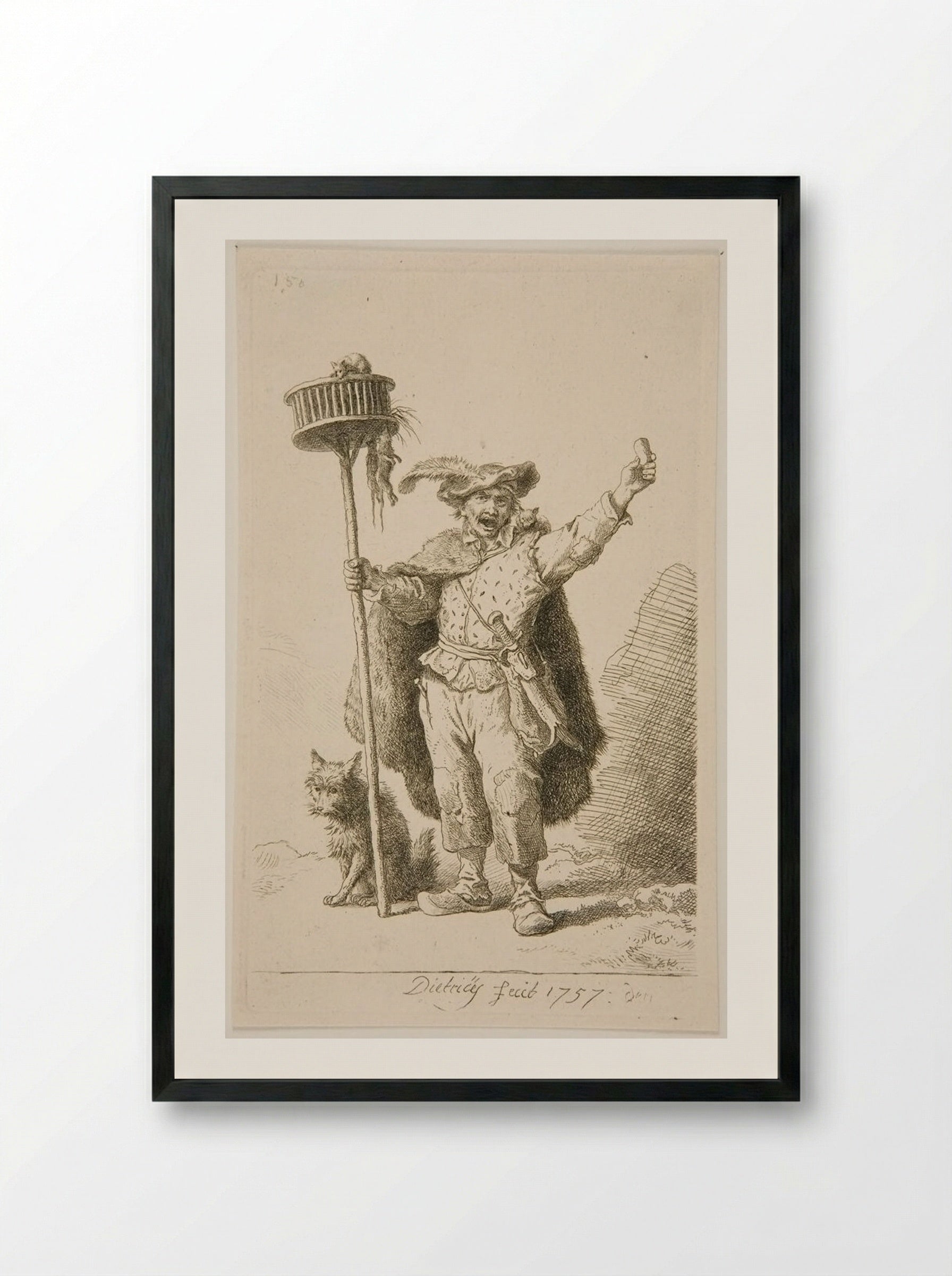 Rat Catcher - Christian Wilhelm Ernst Dietrich - Framed Print Black