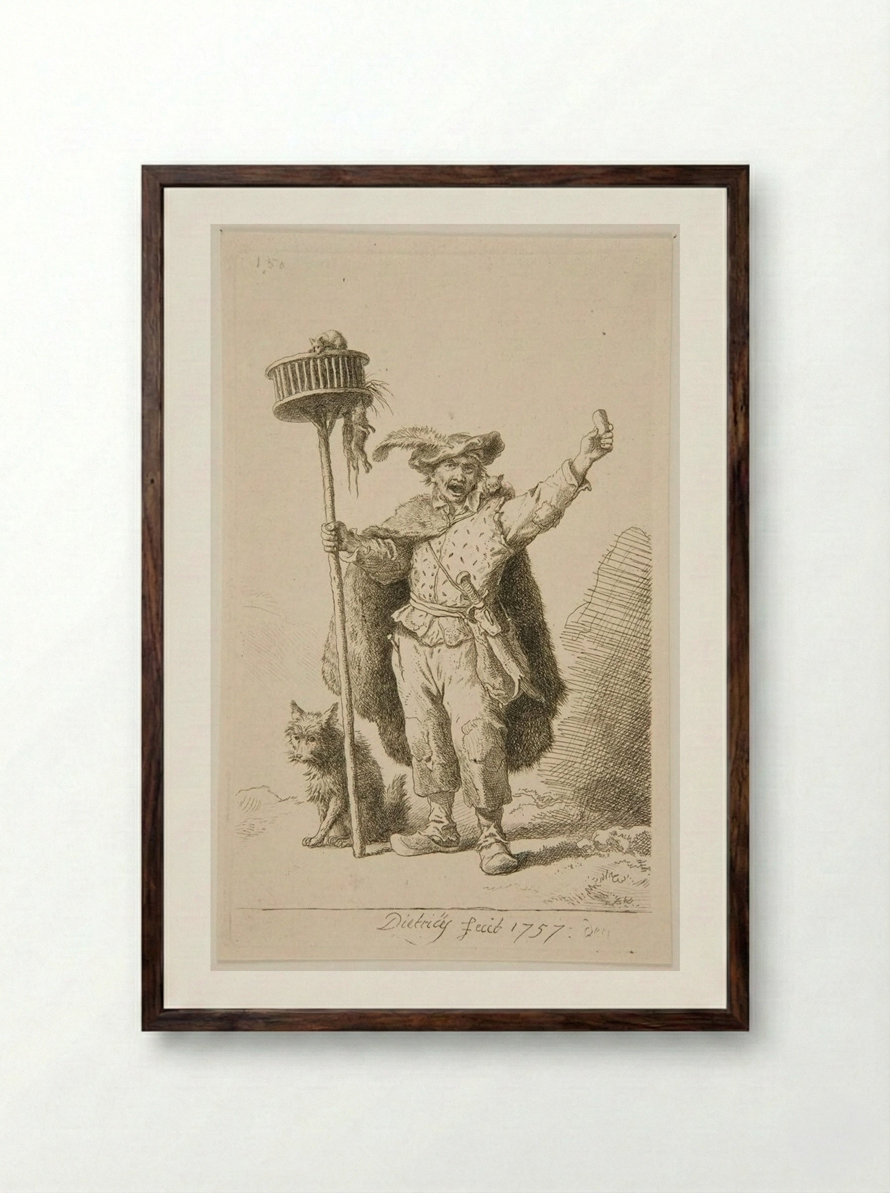 Rat Catcher - Christian Wilhelm Ernst Dietrich - Framed Print Dark Wood