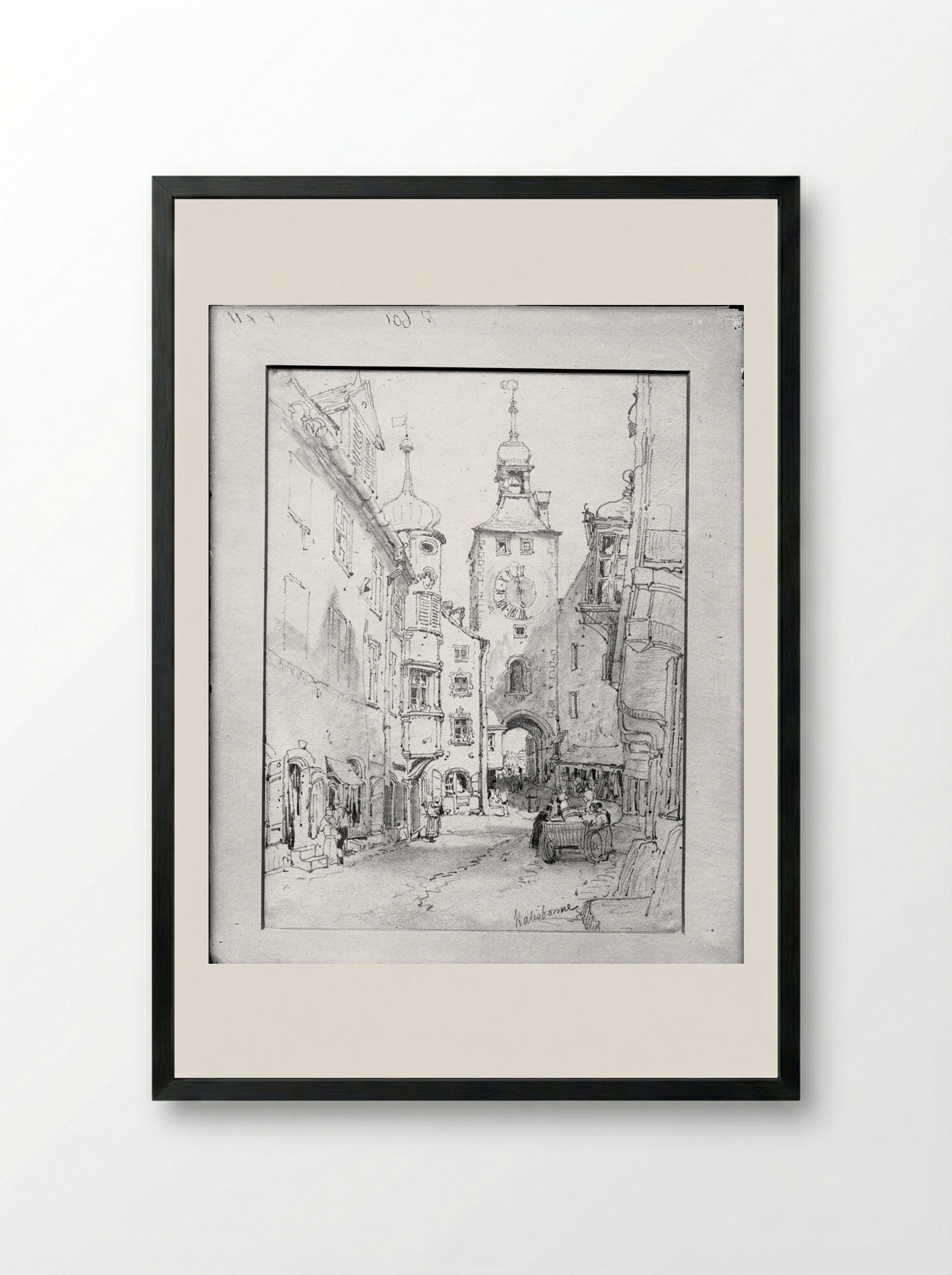 Ratisbonne (Regensburg) - Samuel Prout - Framed Print Black