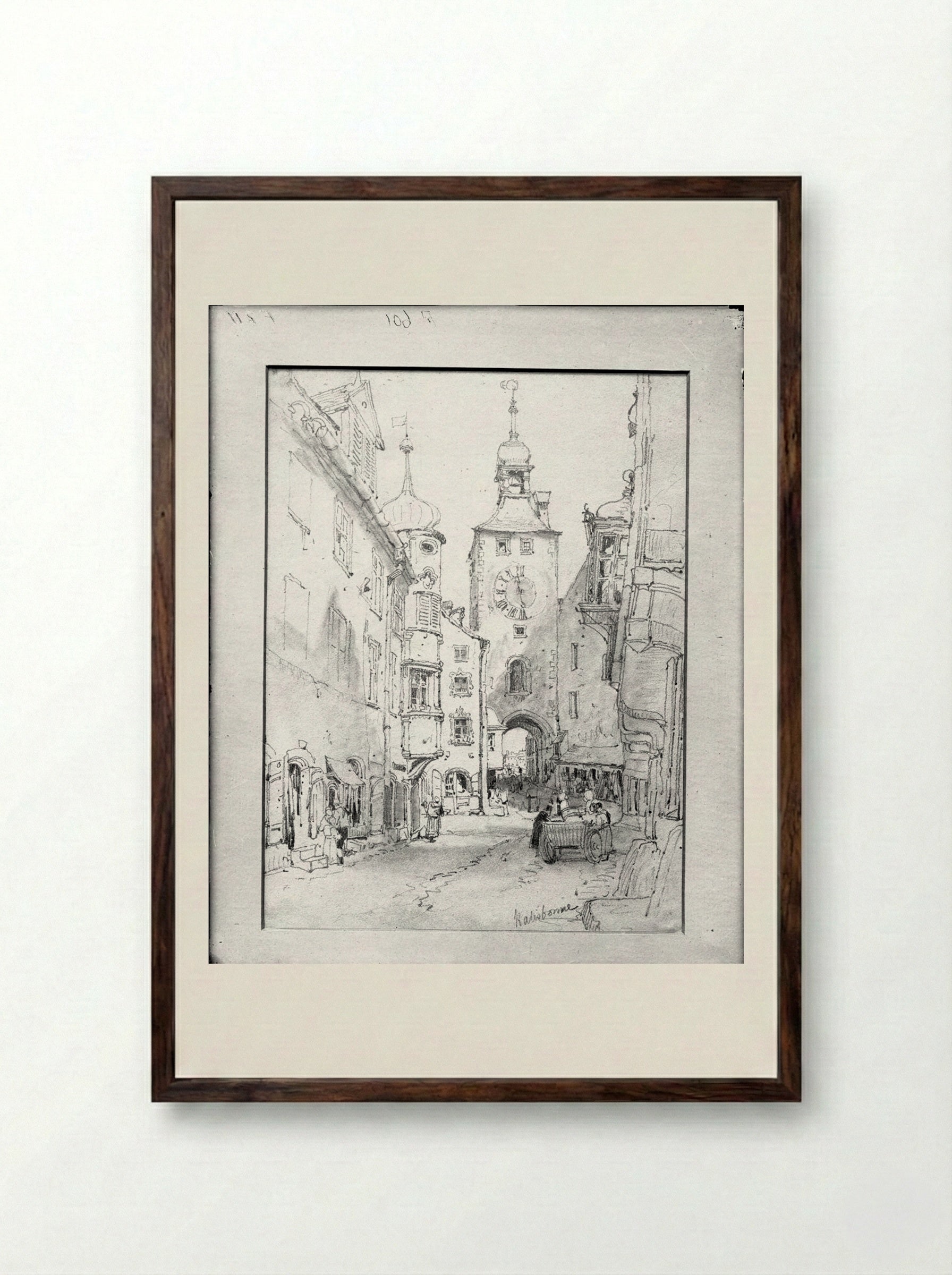 Ratisbonne (Regensburg) - Samuel Prout - Framed Print Dark Wood