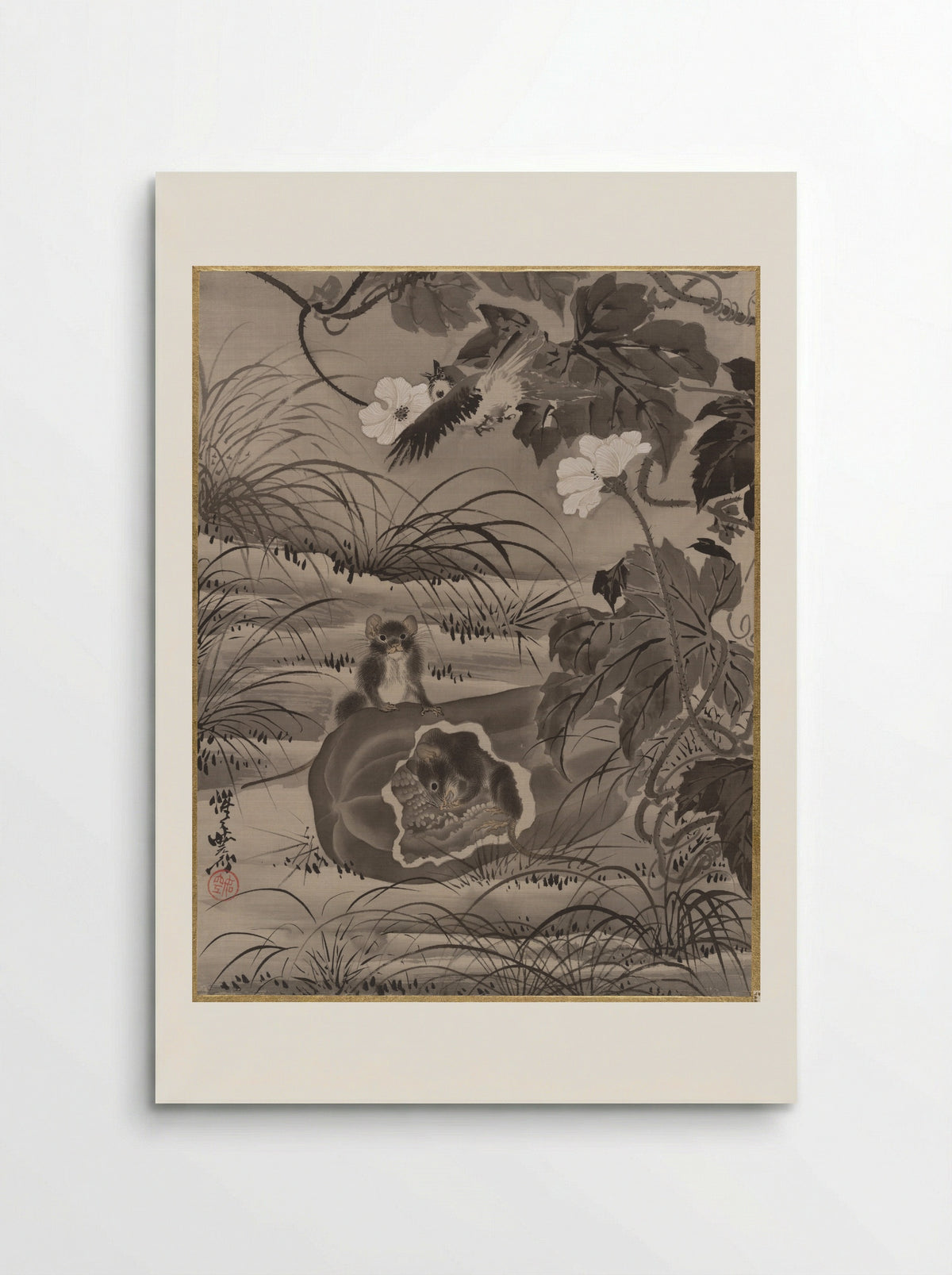 Rats and Gourd - Kawanabe Kyōsai - Poster