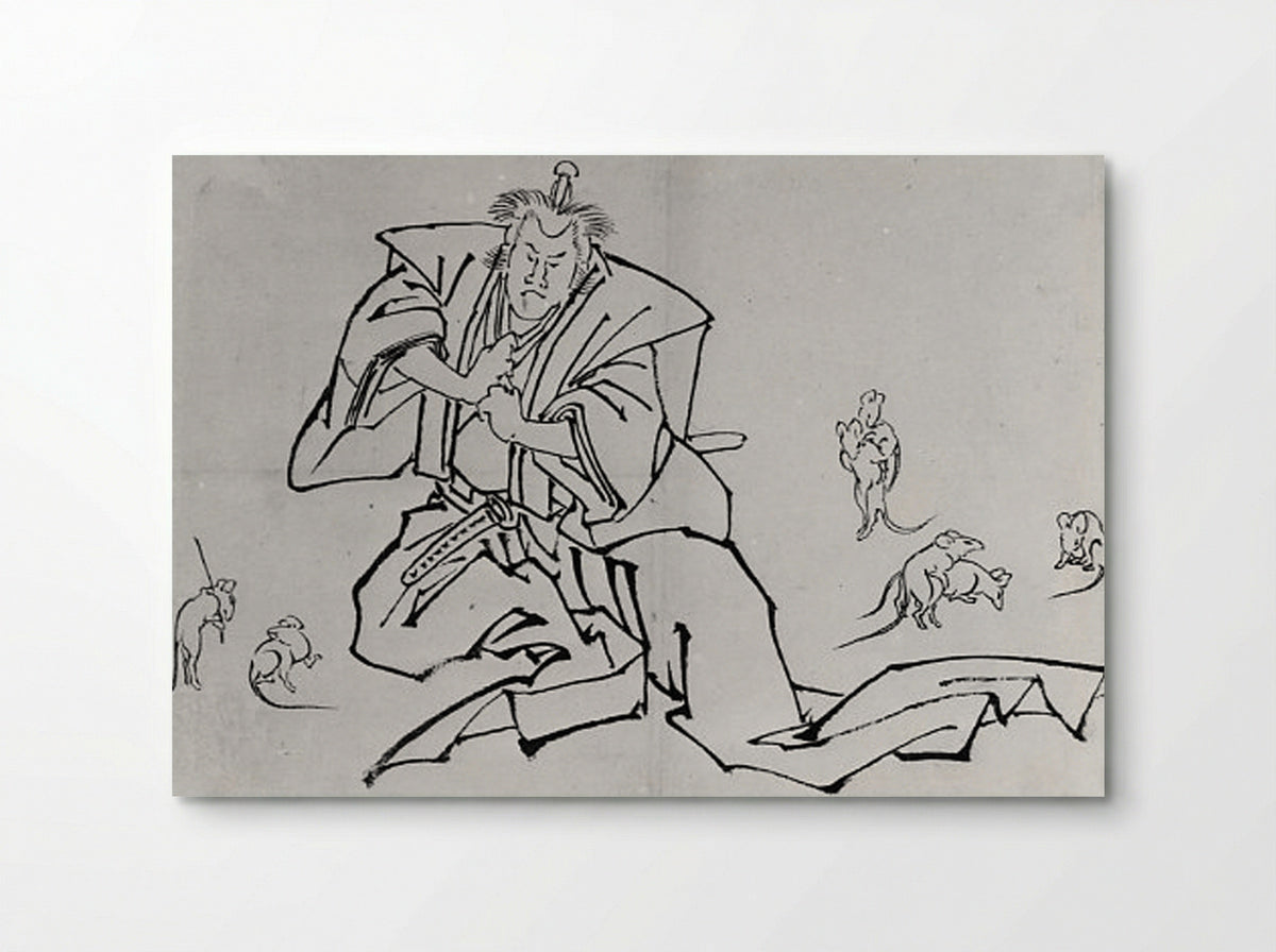 Rats and a Kabuki Actor in the Role of Nikki Danjō - Hokusai School - Poster