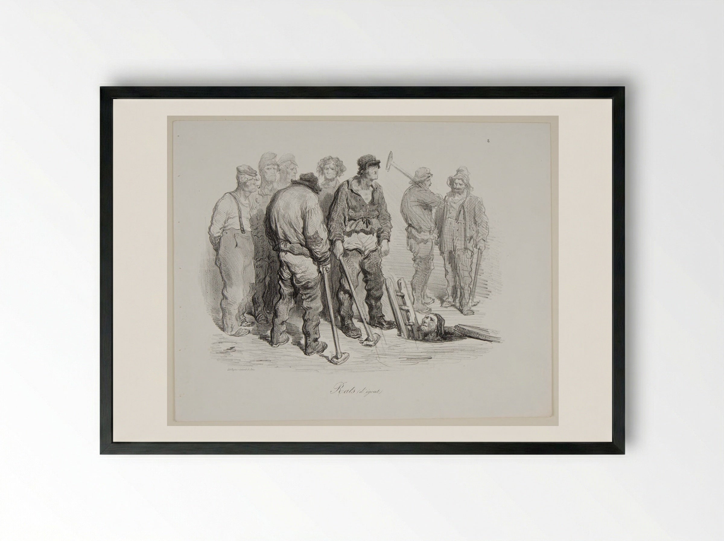 Rats d'égout (Sewer Rats) - Gustave Doré - Framed Print Black
