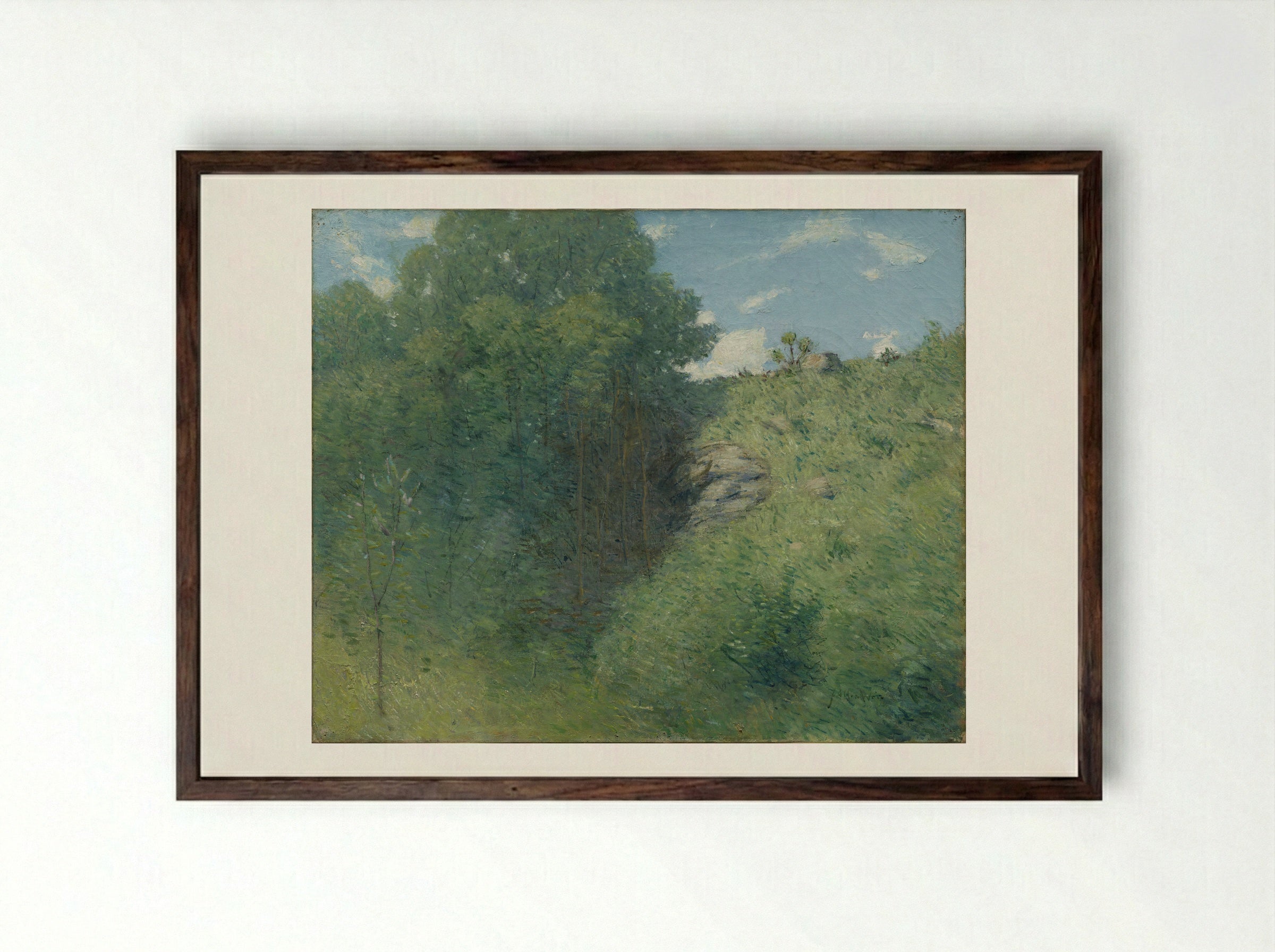 Ravine near Branchville - Julian Alden Weir - Framed Print Dark Wood