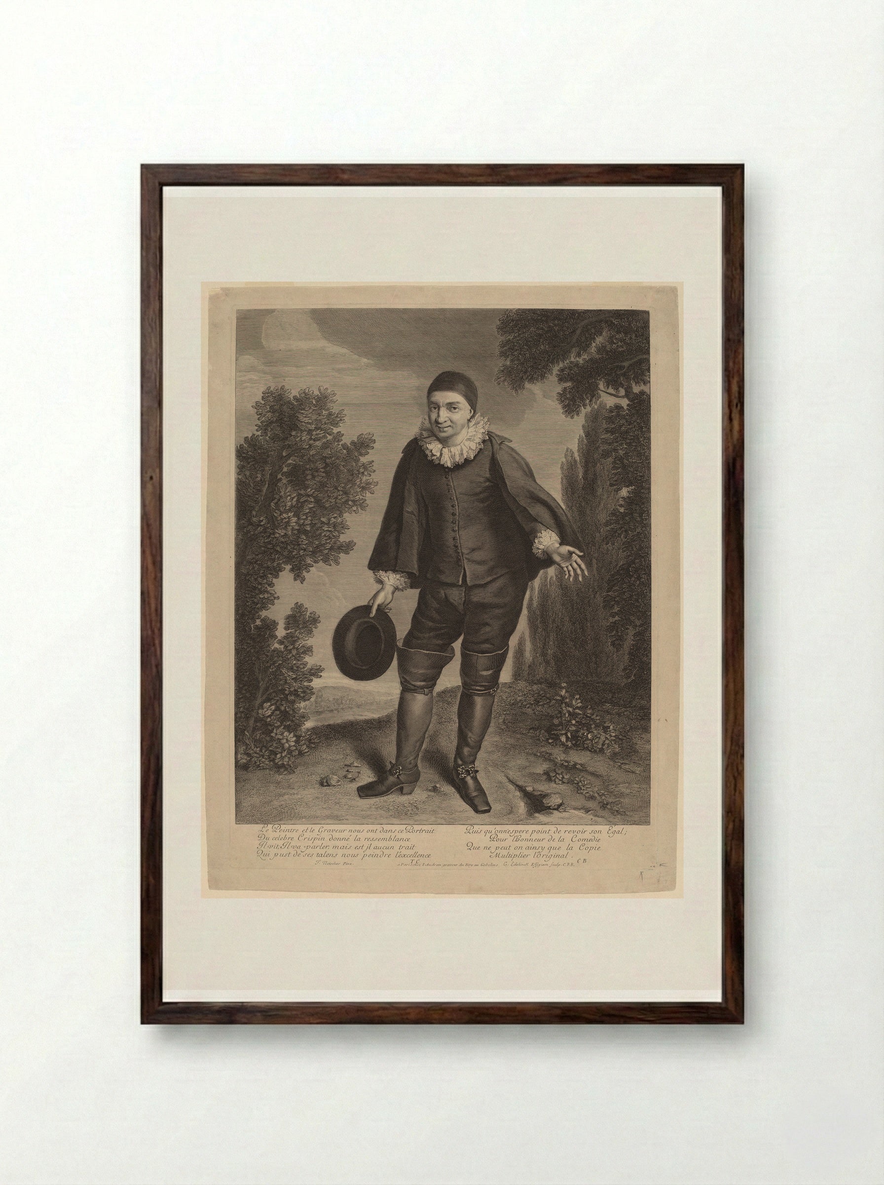 Raymond Poisson as Crispin - Gérard Edelinck - Framed Print Dark Wood