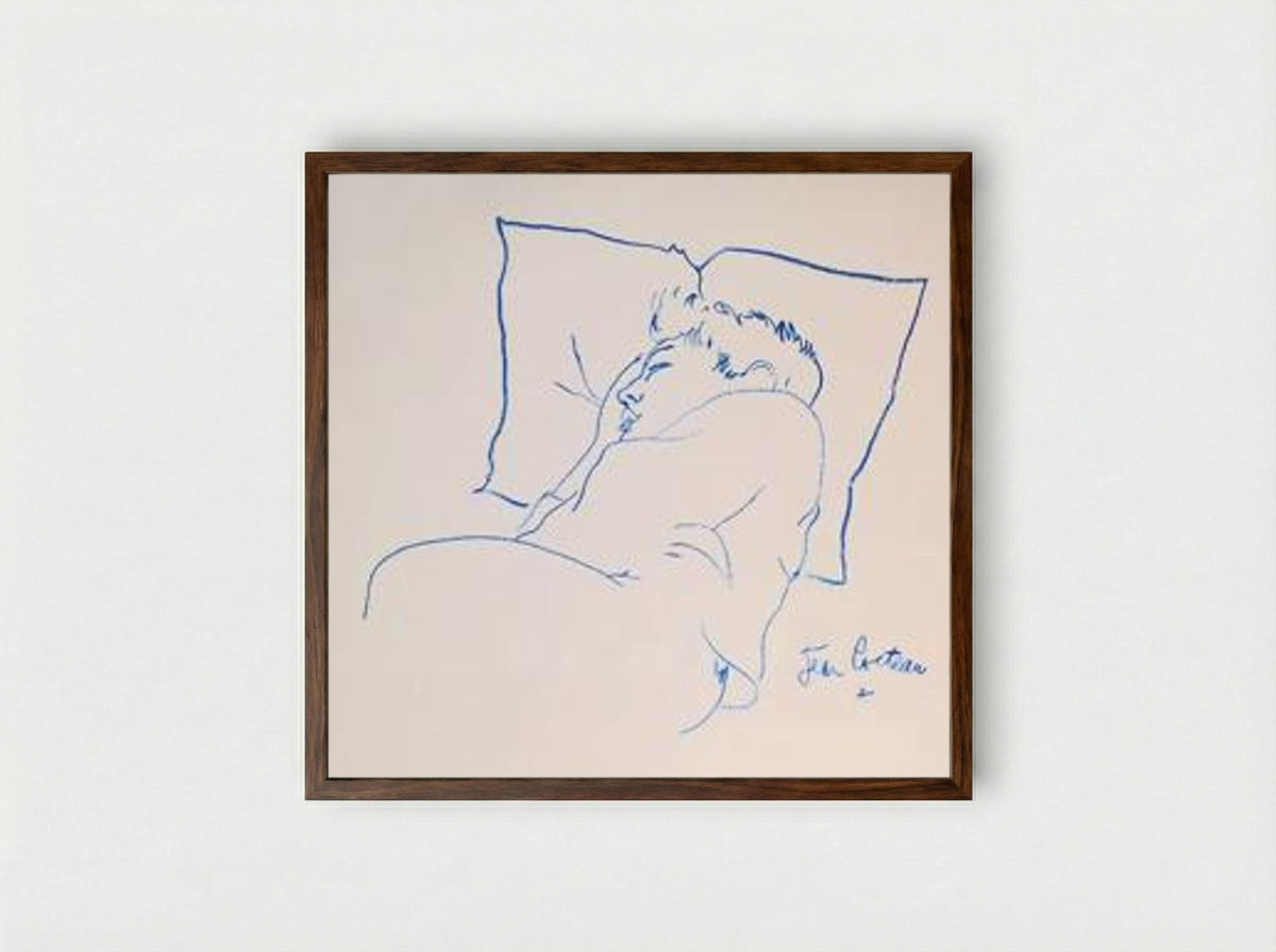 Raymond Radiguet sleeping - Jean Cocteau - Framed Print Dark Wood